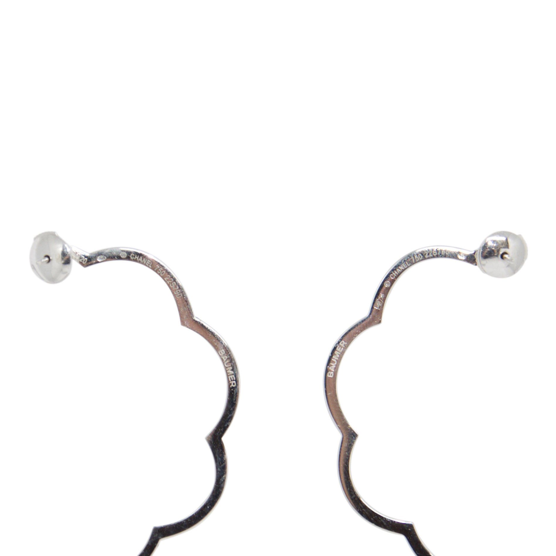 Chanel 18k Profil De Camelia Hoop Earrings