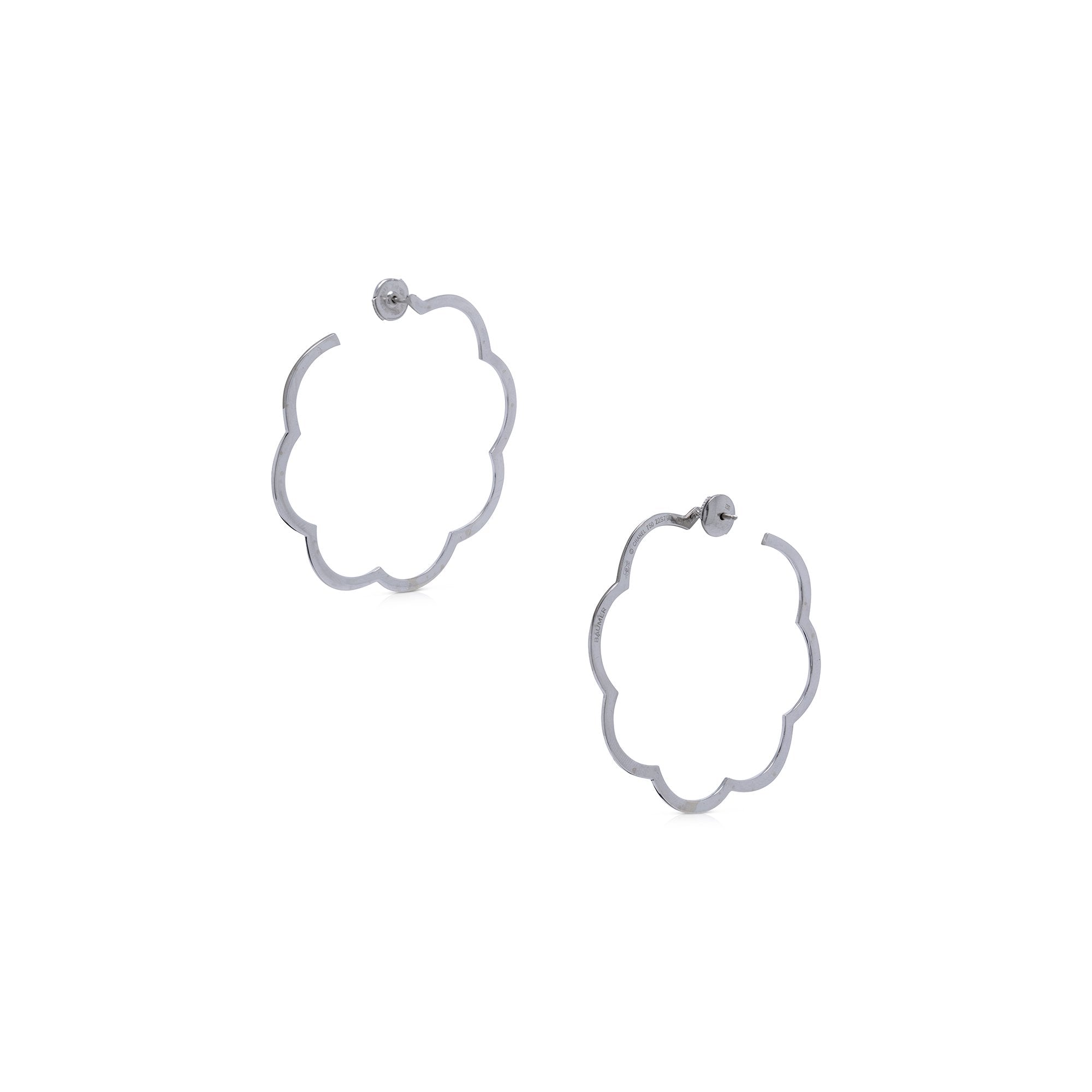Chanel 18k Profil De Camelia Hoop Earrings