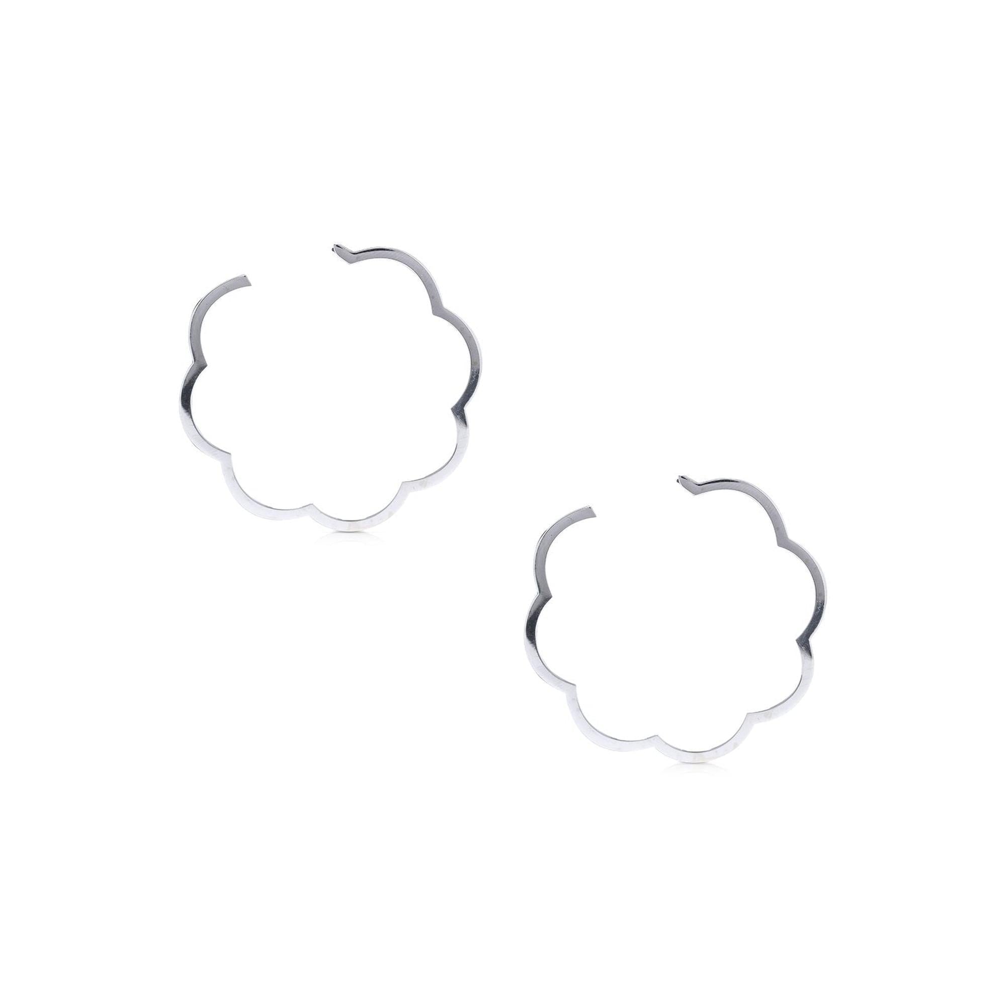 Chanel 18k Profil De Camelia Hoop Earrings
