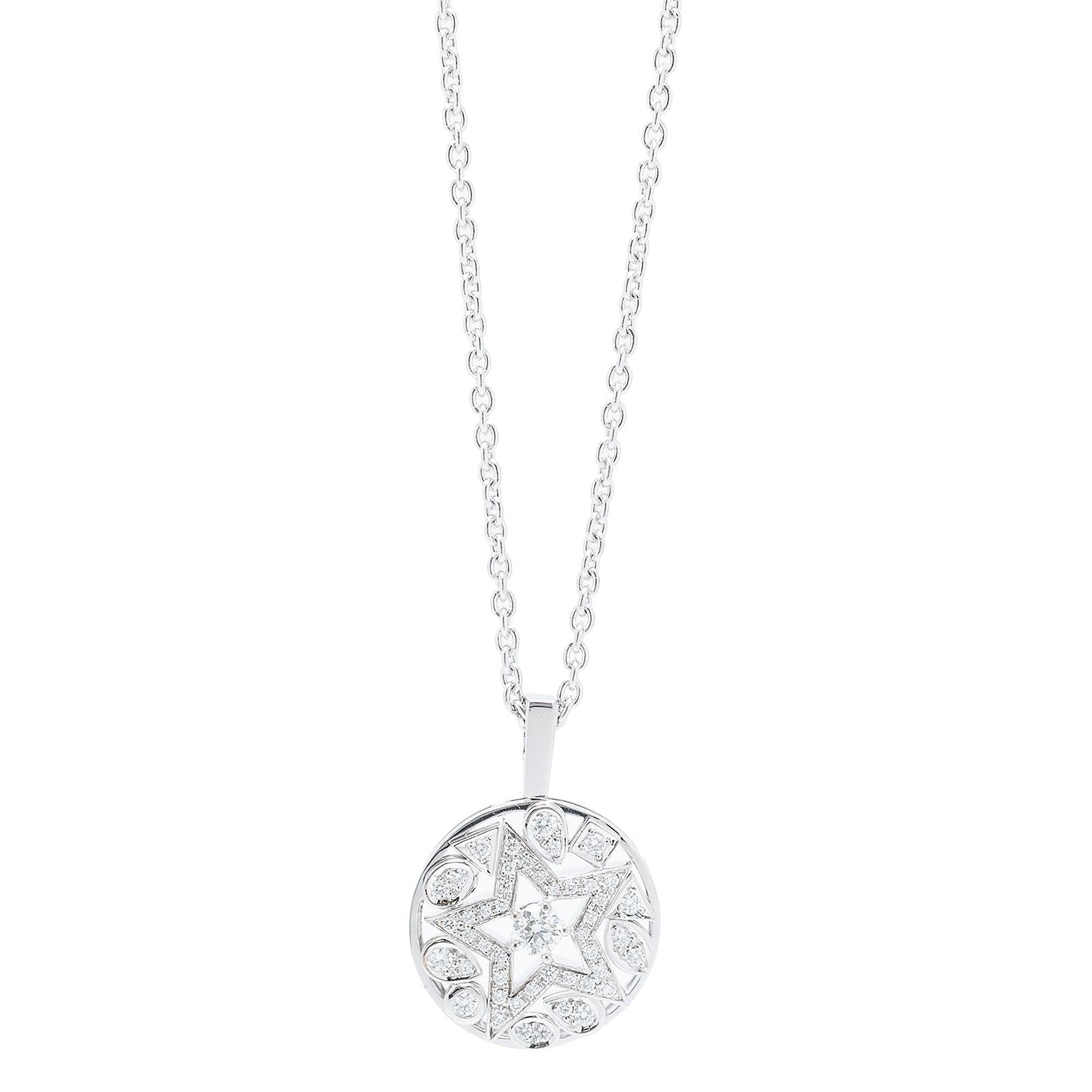 Chanel 18k White Gold Diamond Star Pendant Necklace