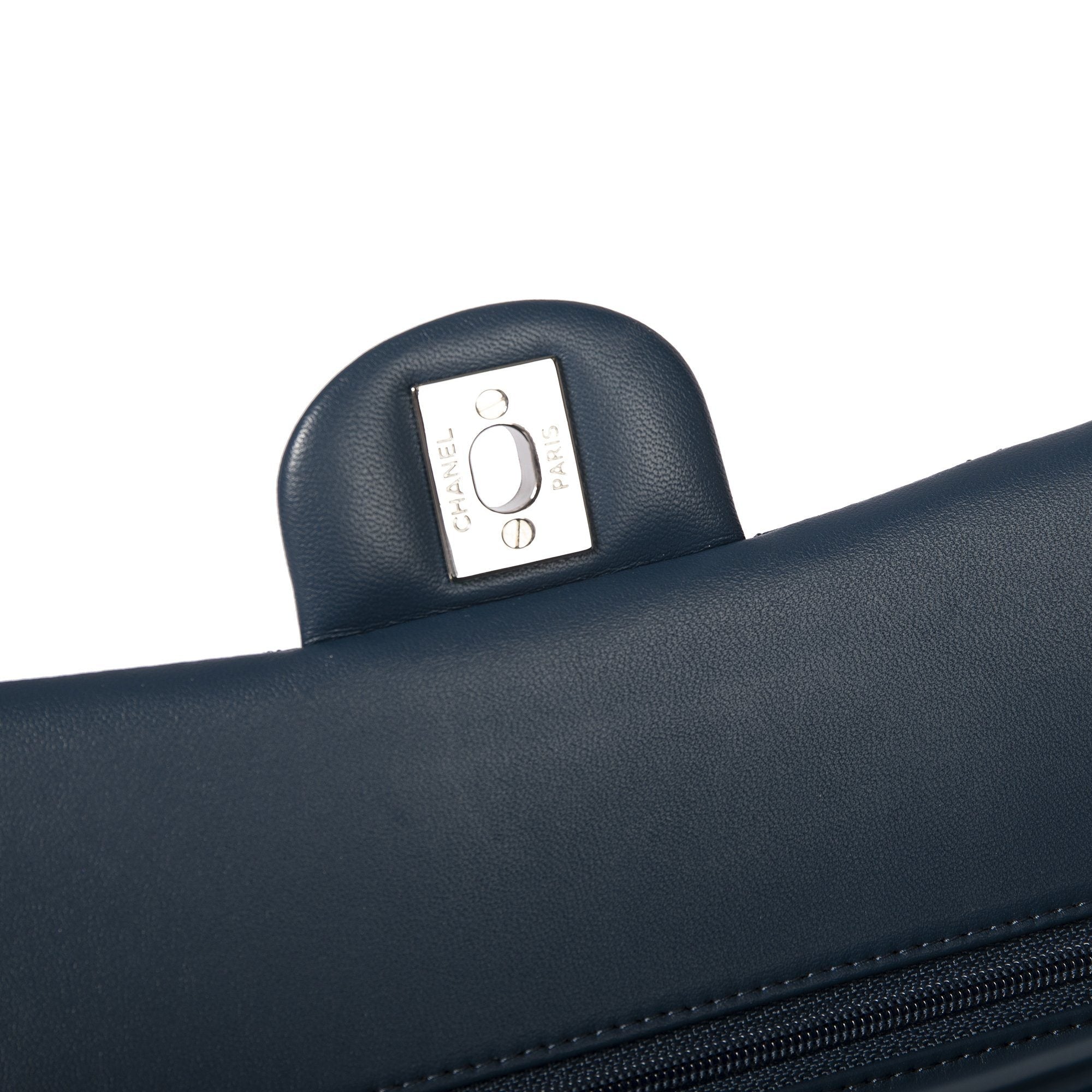 Chanel 2018 Navy Lambskin Medium Classic Double Flap Bag