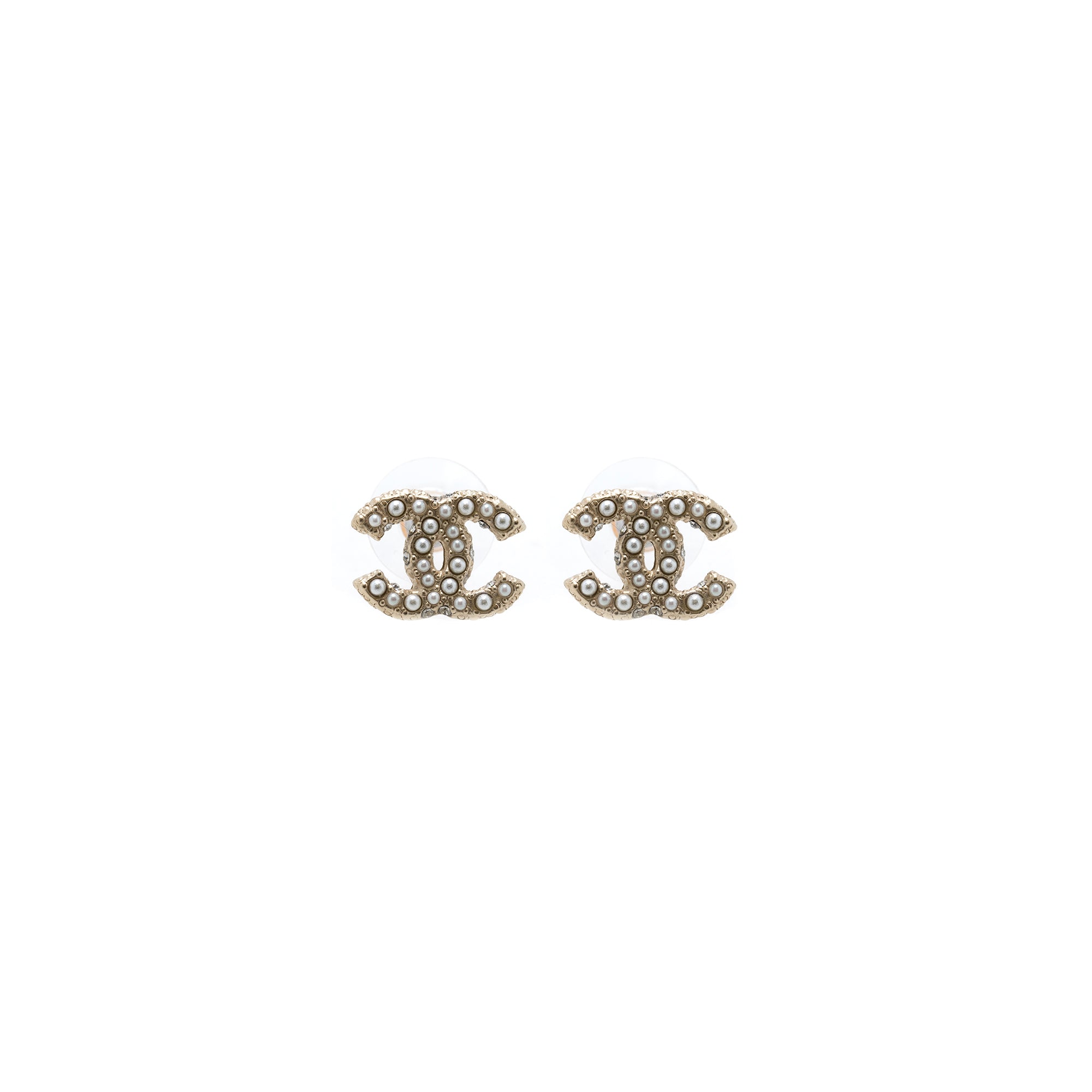 Chanel 2019 Faux Pearl CC Stud Earrings