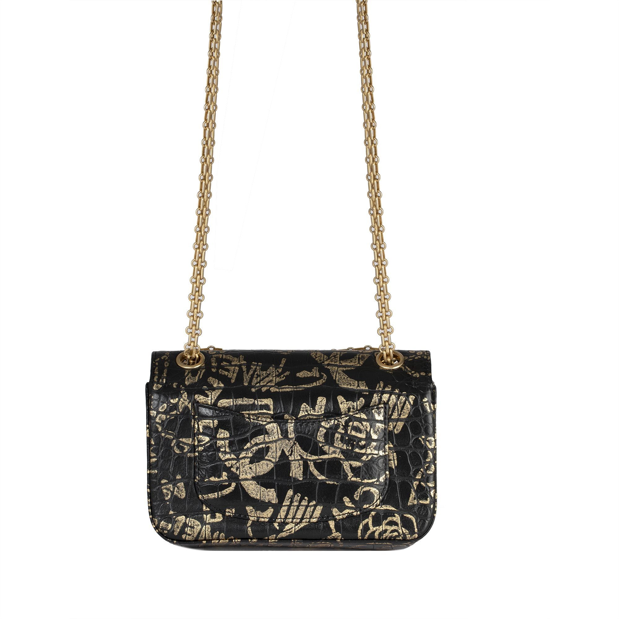 Chanel 2019 Small Crocodile Embossed Graffiti Reissue 2.55 Flap Bag