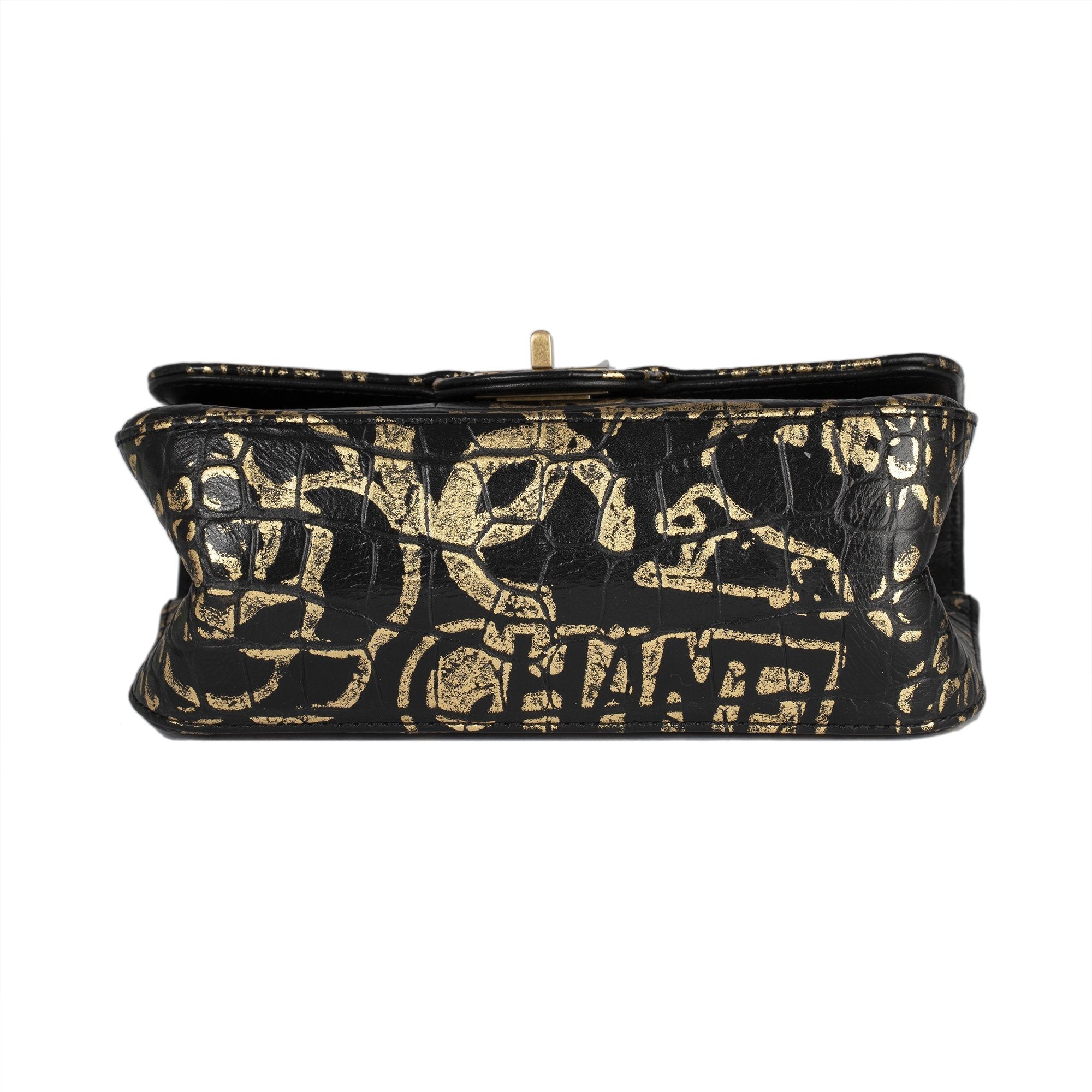 Chanel 2019 Small Crocodile Embossed Graffiti Reissue 2.55 Flap Bag