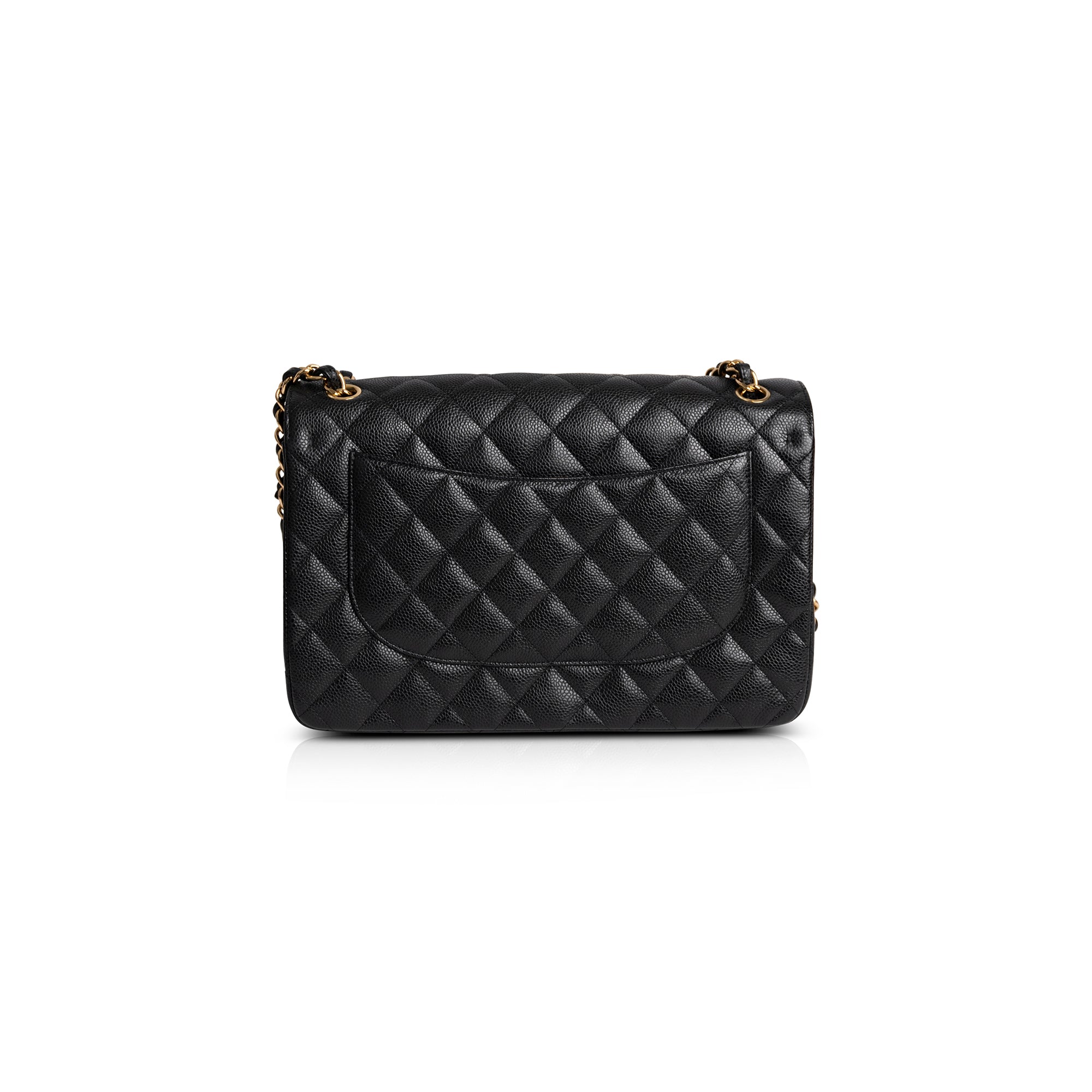 Chanel 2020 Black Caviar Classic Jumbo Double Flap Bag w/ Box, Receipt & Authenticity Card