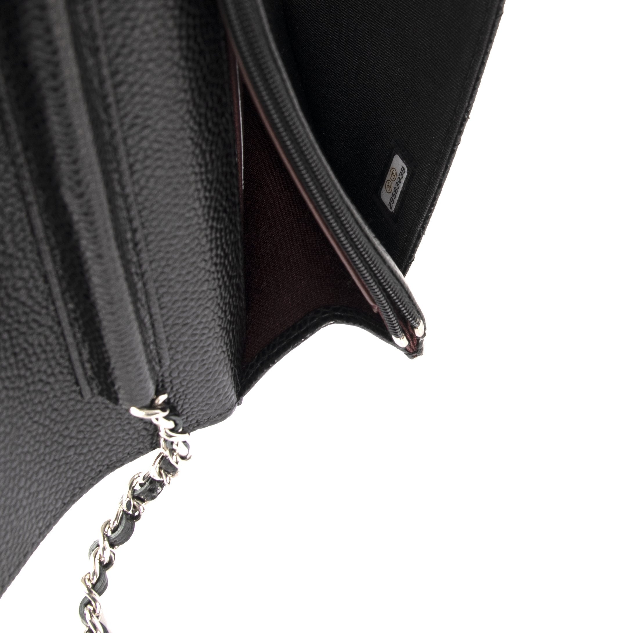 Chanel 2020 Black Caviar Classic Wallet on Chain w/ Receipt & Box