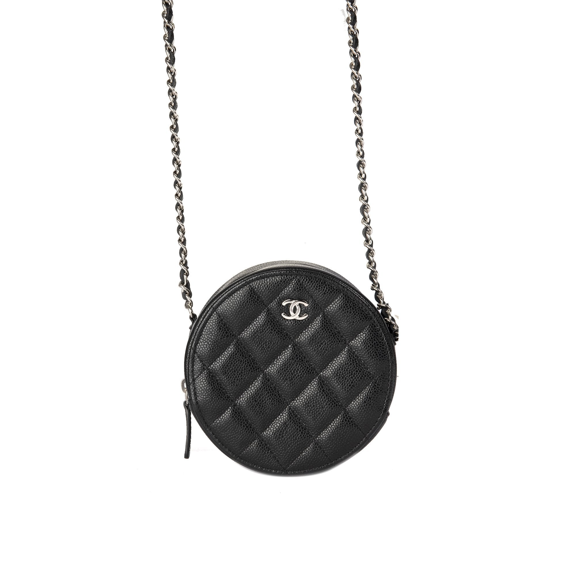 Chanel 2020 Black Caviar O-OT Clutch w/ Chain