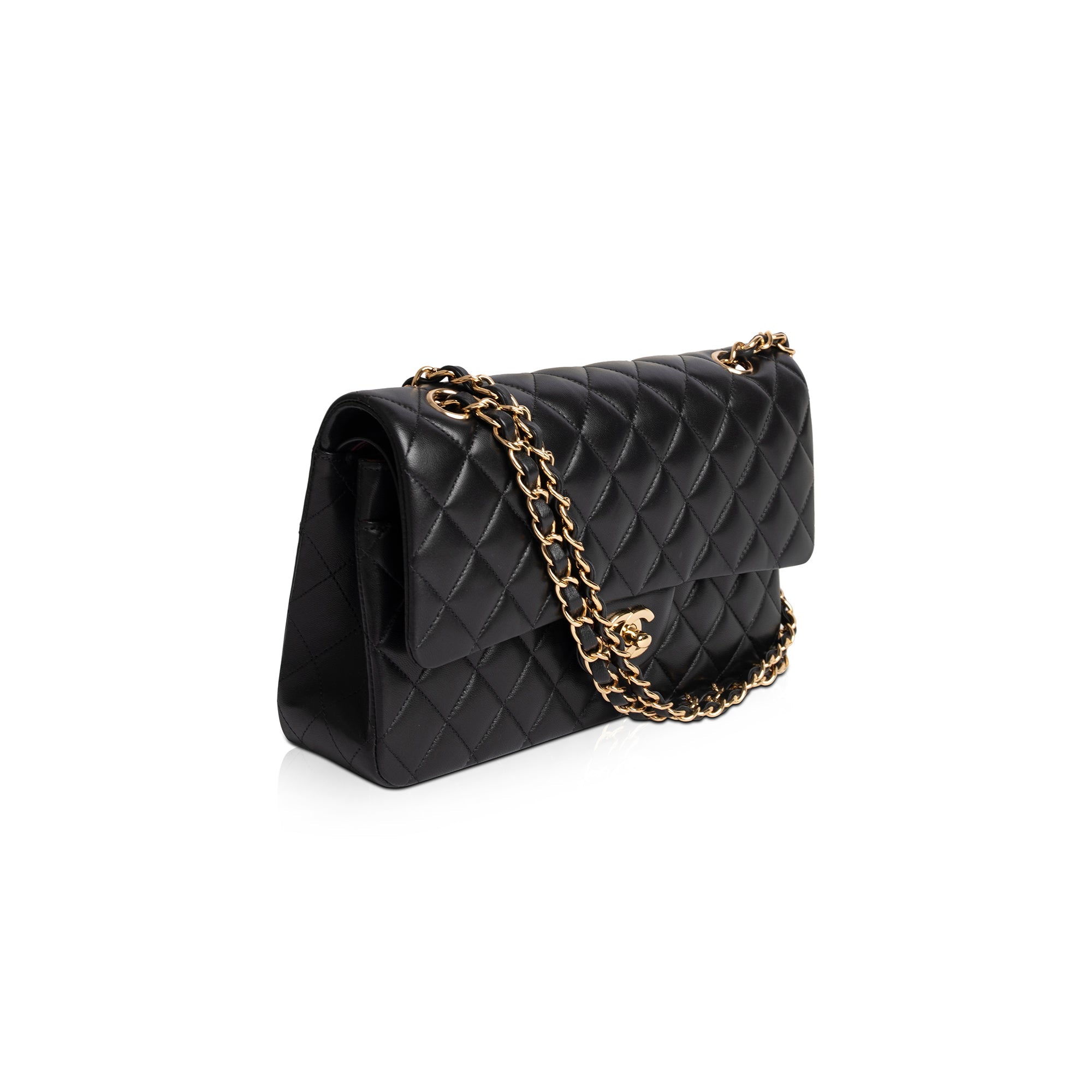Chanel 2020 Black Lambskin Medium Classic Double Flap Bag