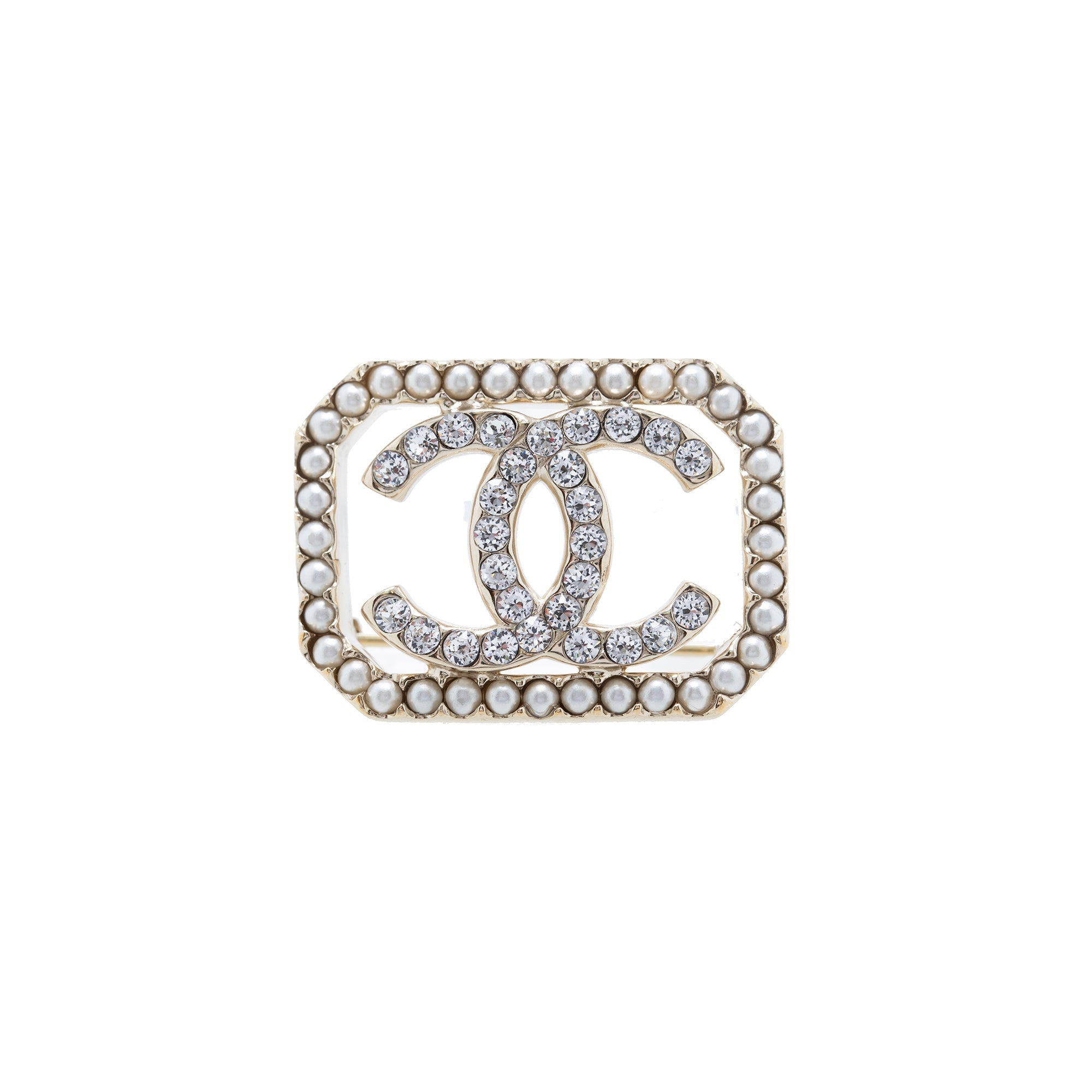 Chanel 2020 Faux Pearl & Strass CC Brooch