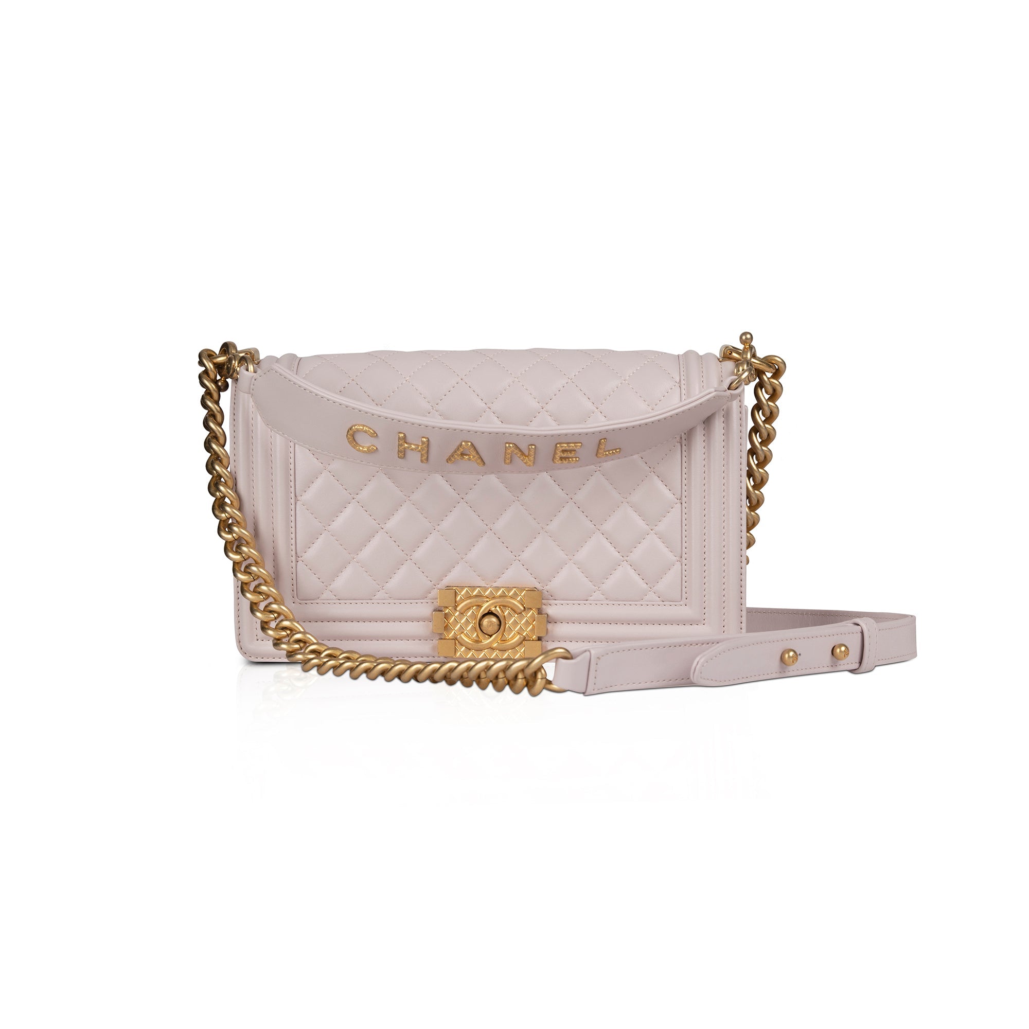 Chanel Medium Boy Galuchat wide strap Cream Leather ref.152983