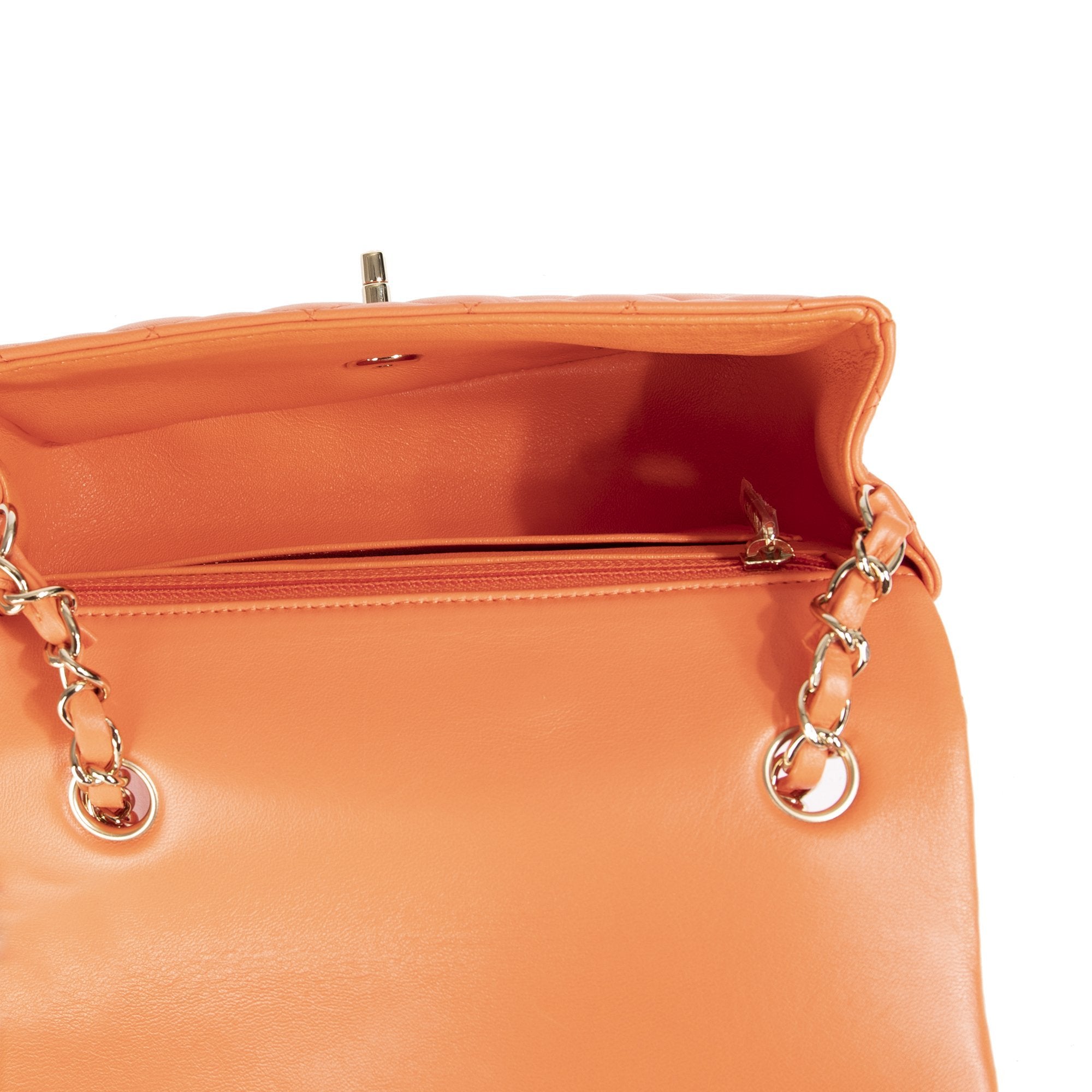 Chanel 2020 Orange Classic Mini Flap Bag w/ Authenticity Card & Box