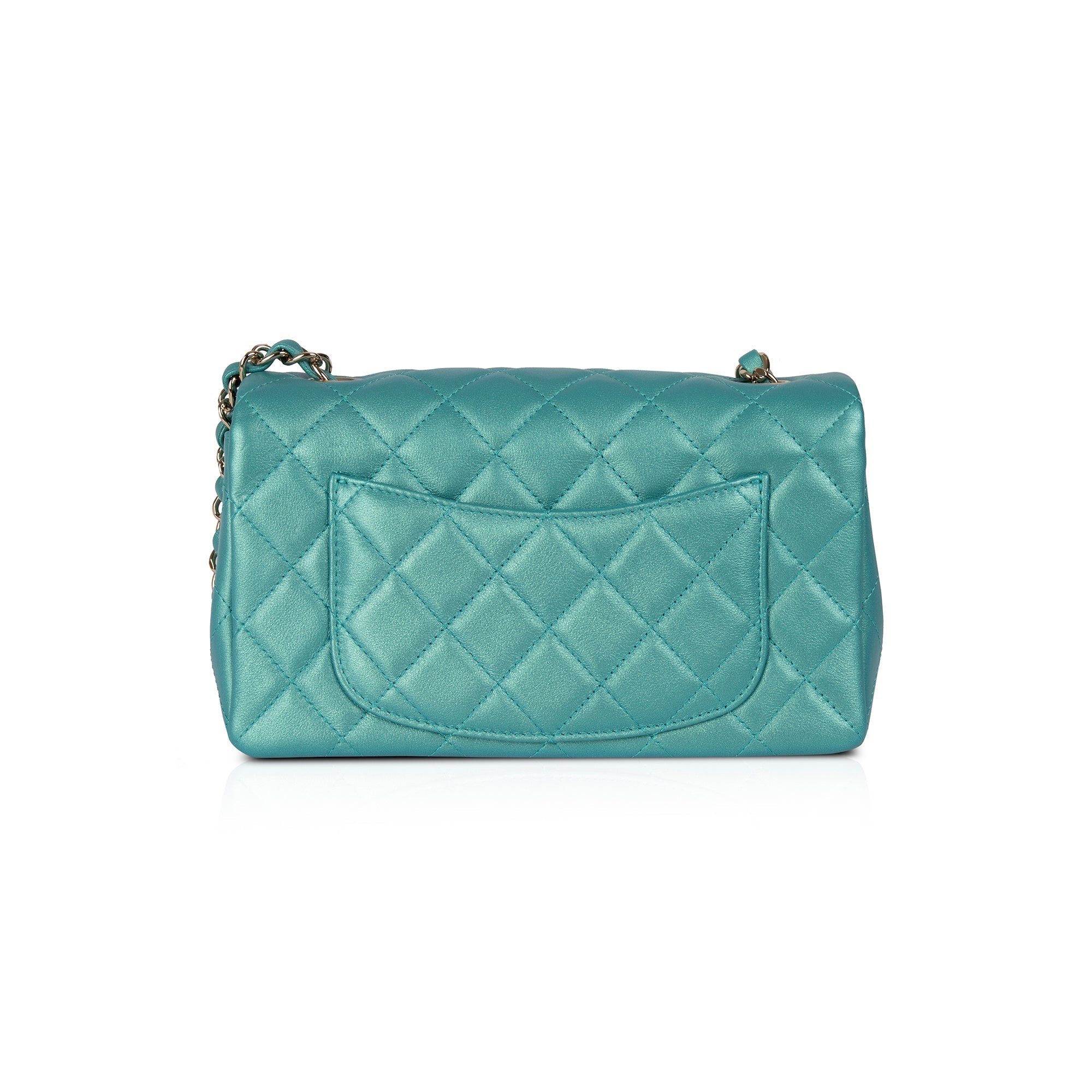 Chanel 2021 Green Iridescent Classic Mini Rectangular Flap Bag w/ Box & Authenticity Card
