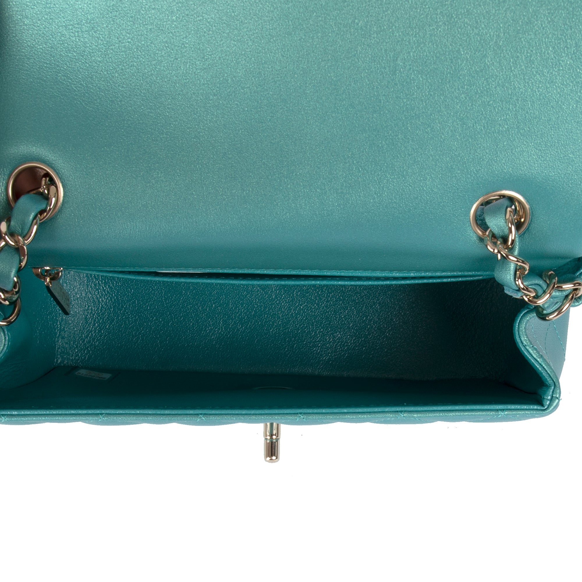 Chanel 2021 Green Iridescent Classic Mini Rectangular Flap Bag w/ Box & Authenticity Card