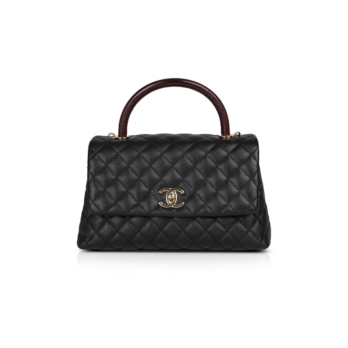 Chanel 2021 Medium Lizard-Trimmed Coco Handle Bag w/ Box, Receipt & Authenticity Card