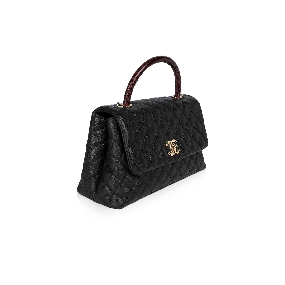 Chanel 2021 Medium Lizard-Trimmed Coco Handle Bag w/ Box, Receipt & Authenticity Card