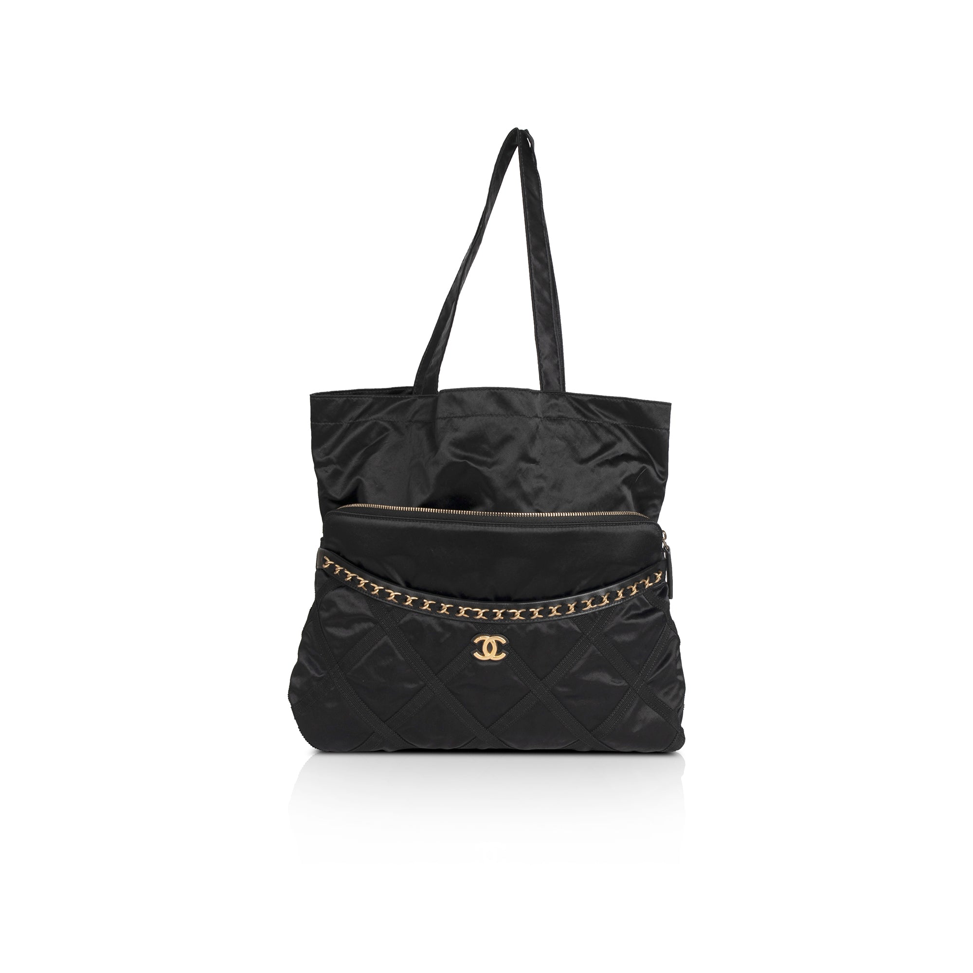 Chanel 2021 Nylon Grosgrain Lifestyle Pouch with Foldable Tote Bag