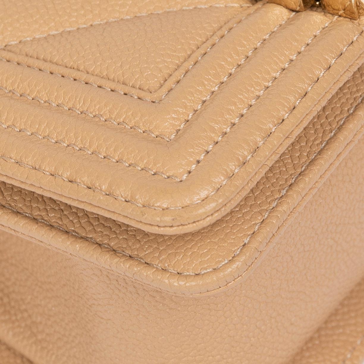 Chanel 2022 Beige Caviar Mini Boy Bag w/ Box, Receipt & Authenticity Card