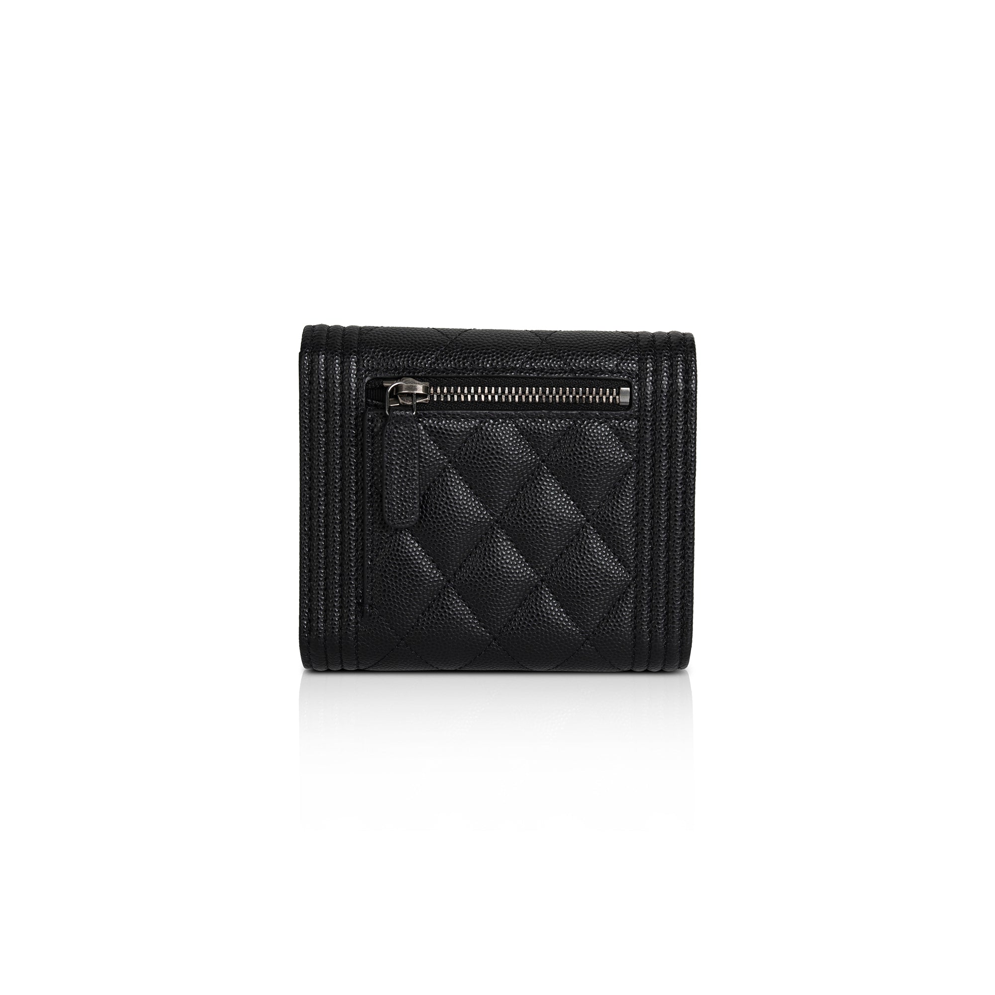 Chanel 2022 Black Caviar Boy Compact Wallet w/ Box & Authenticity Card