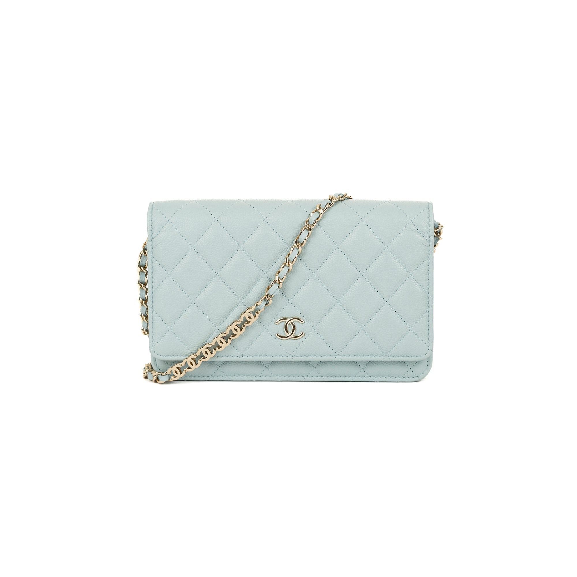 Chanel 2022 Blue Caviar Tiny CC Wallet on Chain w/ Box
