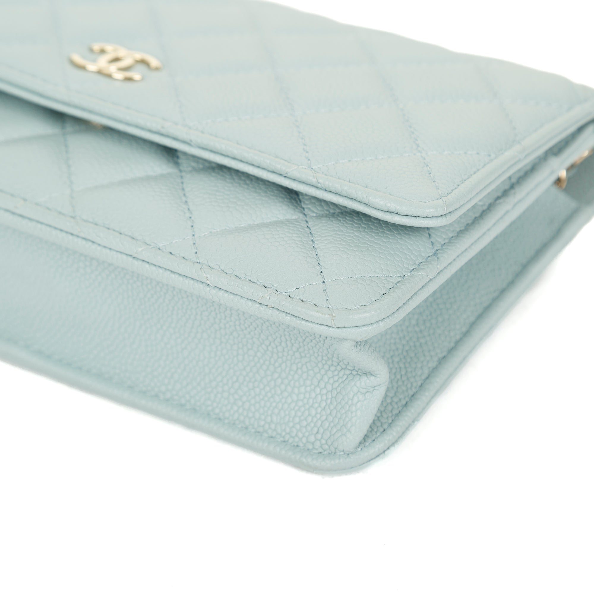 Chanel 2022 Blue Caviar Tiny CC Wallet on Chain w/ Box