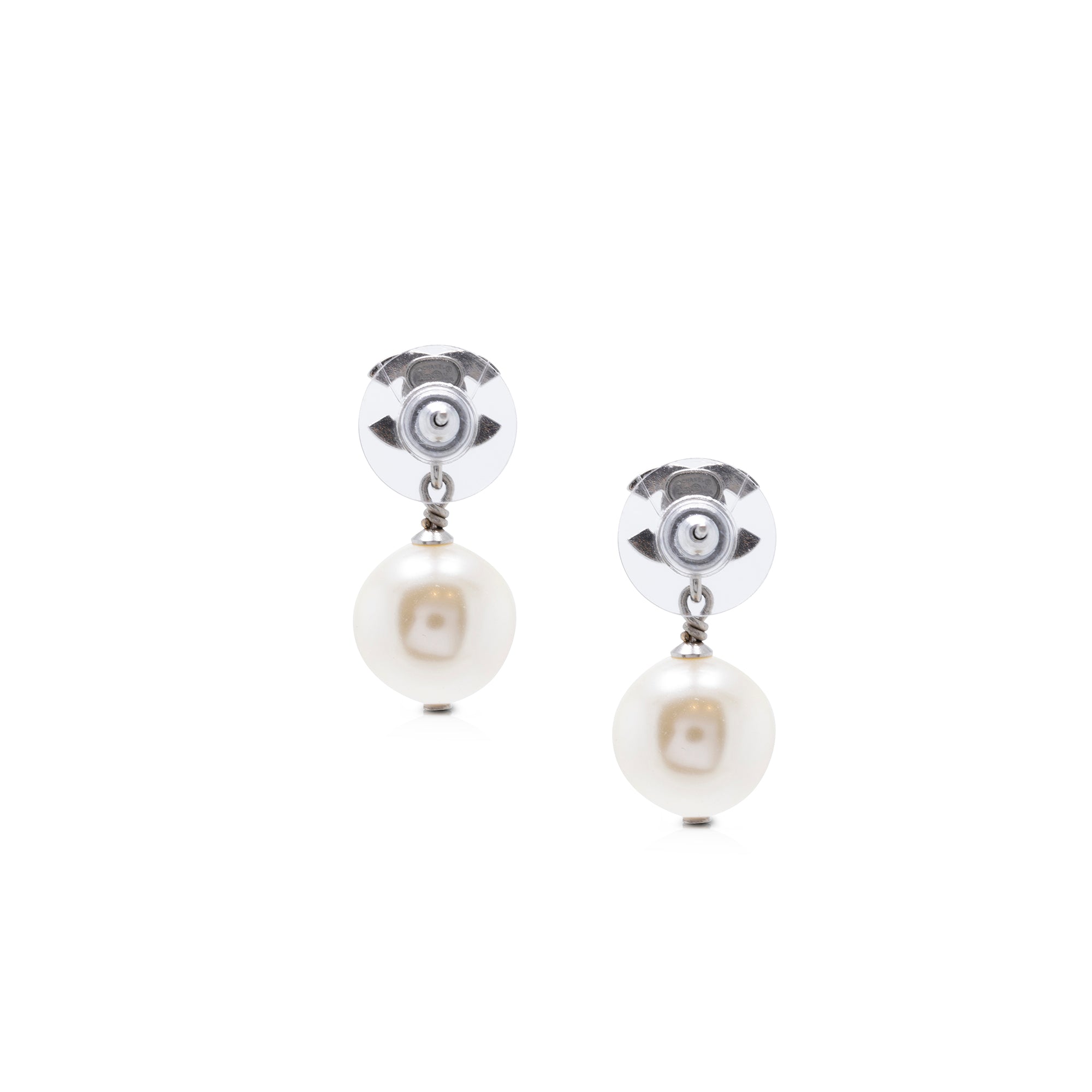 Chanel 2022 Faux Pearl & Strass CC Drop Earrings w/ Box