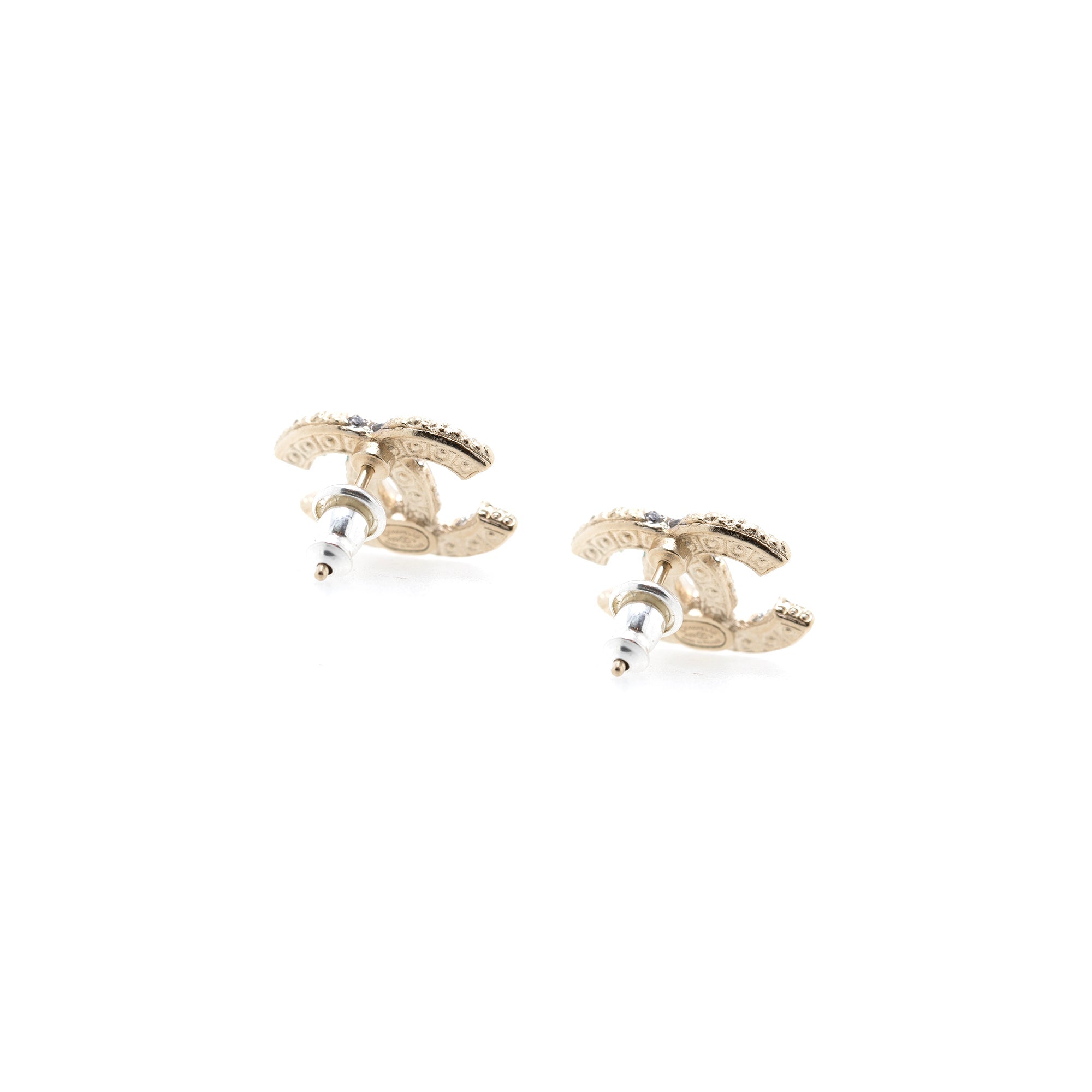 Chanel 2022 Faux Pearl & Strass CC Stud Earrings w/ Box & Receipt