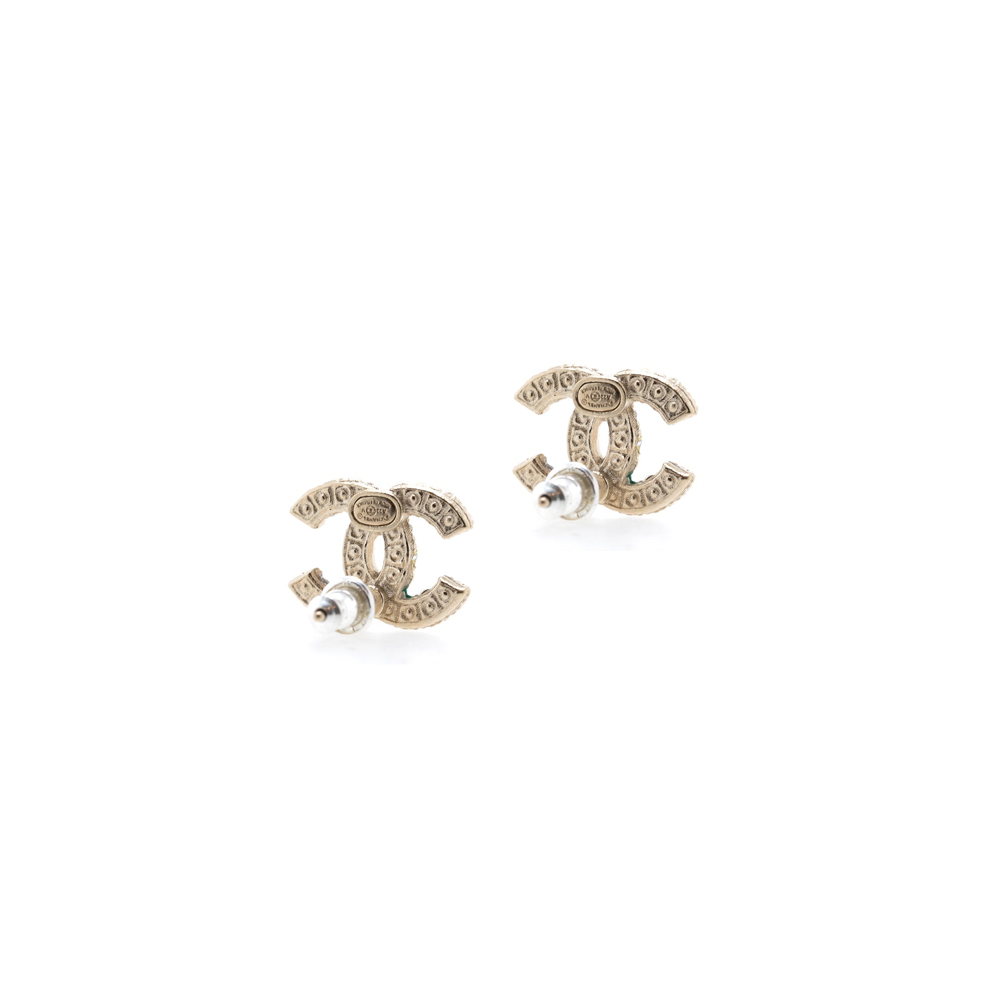 Chanel 2022 Faux Pearl & Strass CC Stud Earrings w/ Box & Receipt