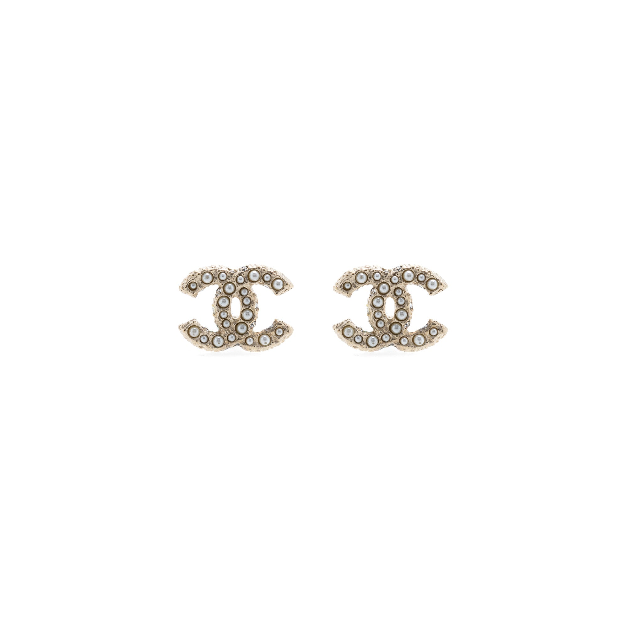 Chanel CC Earrings in Champagne Metal For Sale at 1stDibs