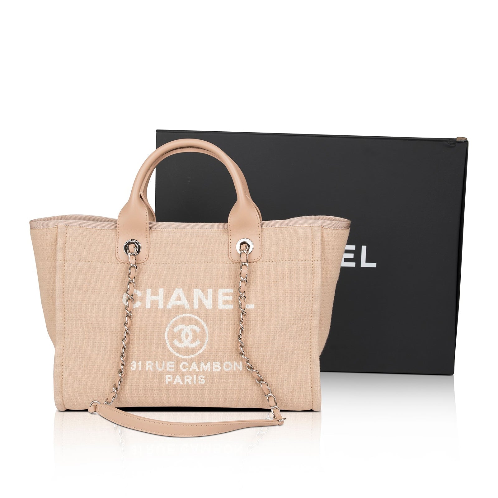 Chanel Mixed Fibers Small Deauville Tote Beige