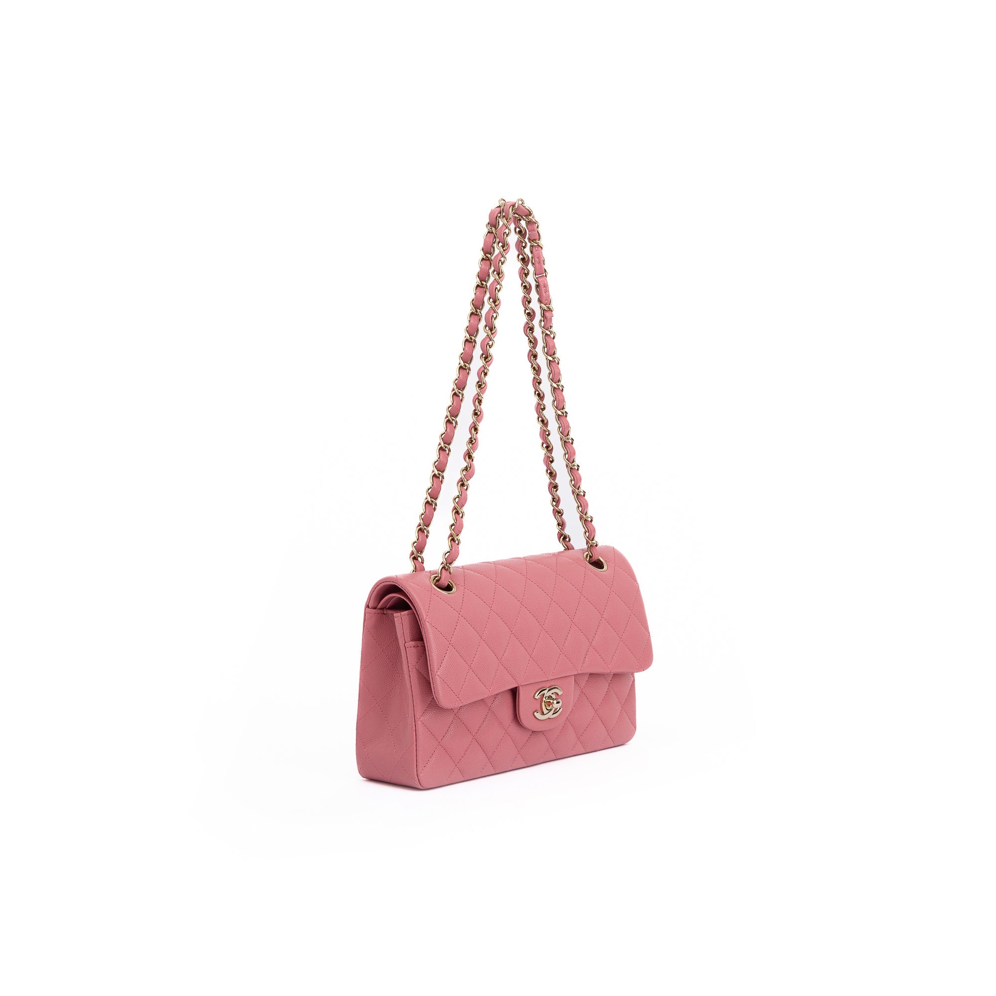 Chanel 2022 Pink Caviar Classic Medium Double Flap Bag