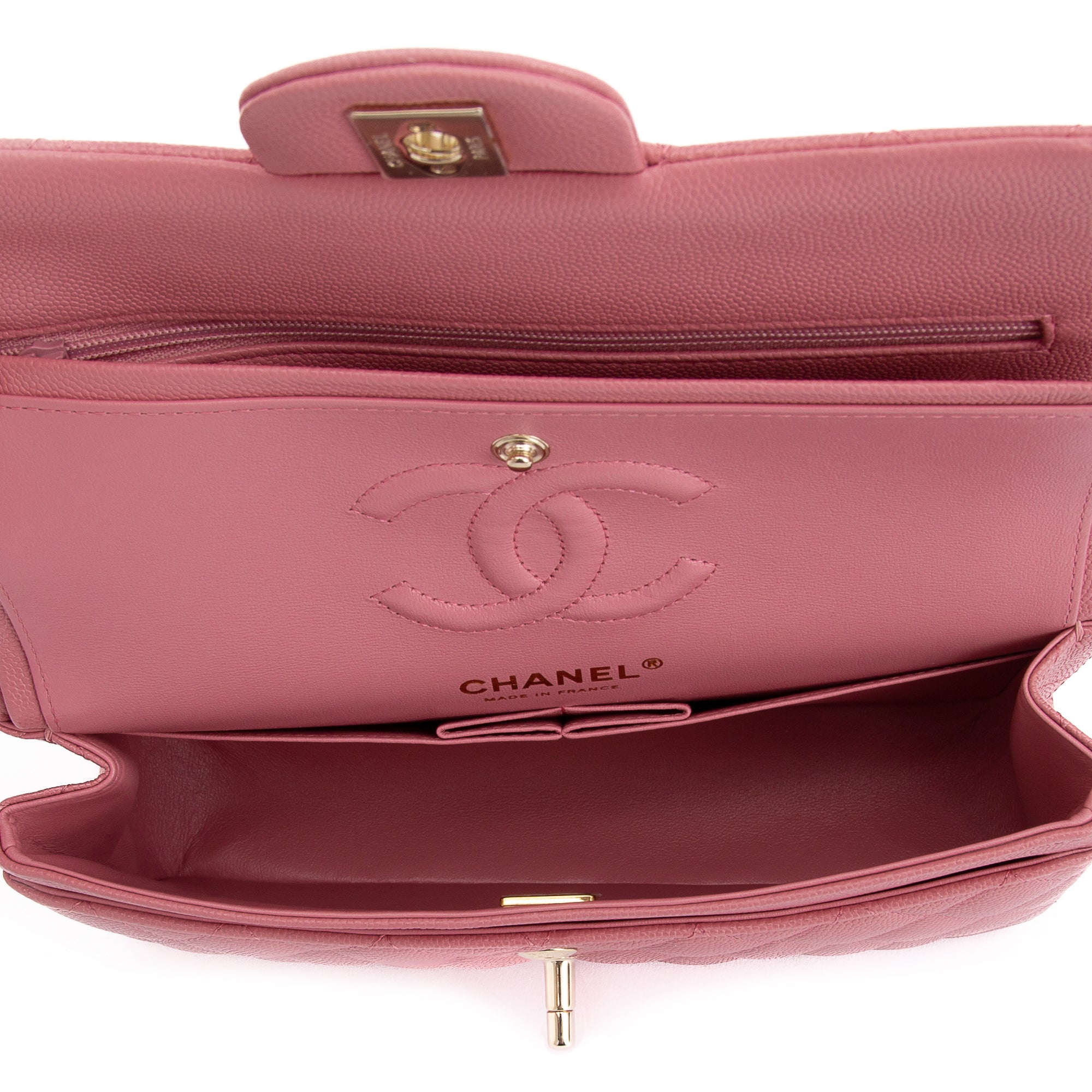 Chanel 2022 Pink Caviar Classic Medium Double Flap Bag