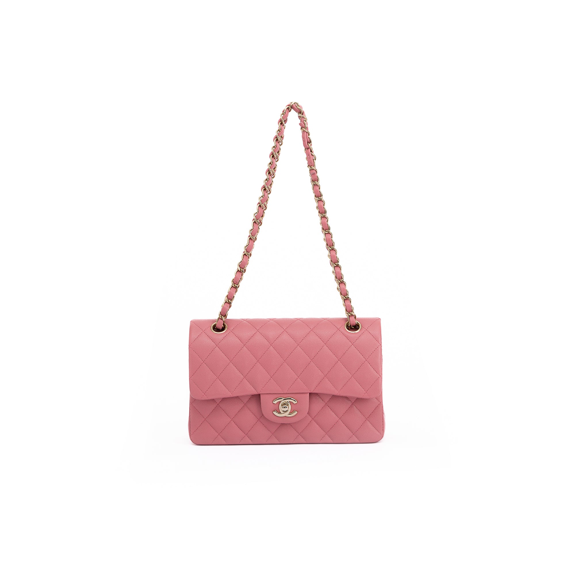 Chanel 2022 Pink Caviar Classic Medium Double Flap Bag