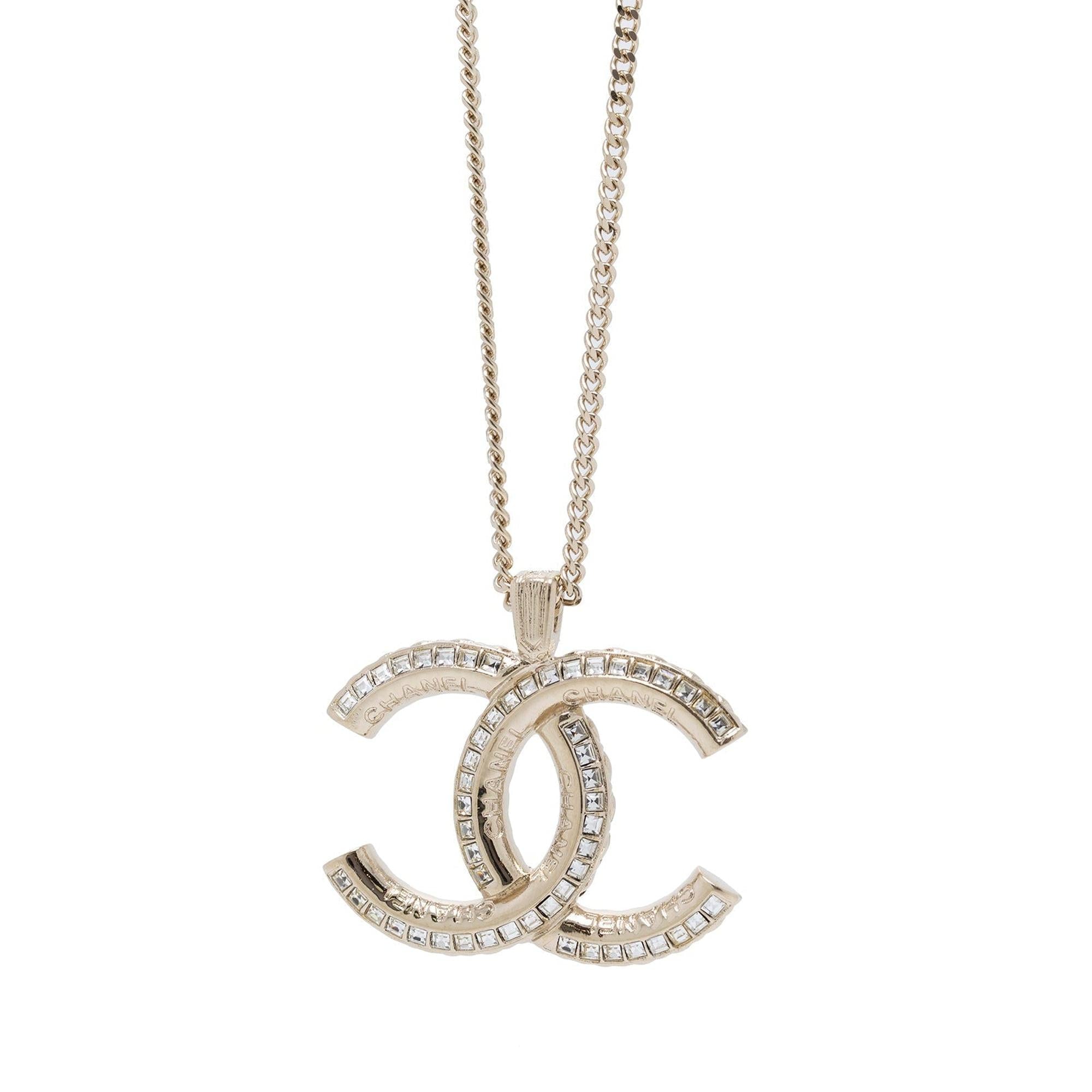 Chanel 2022 Strass CC Pendant Necklace