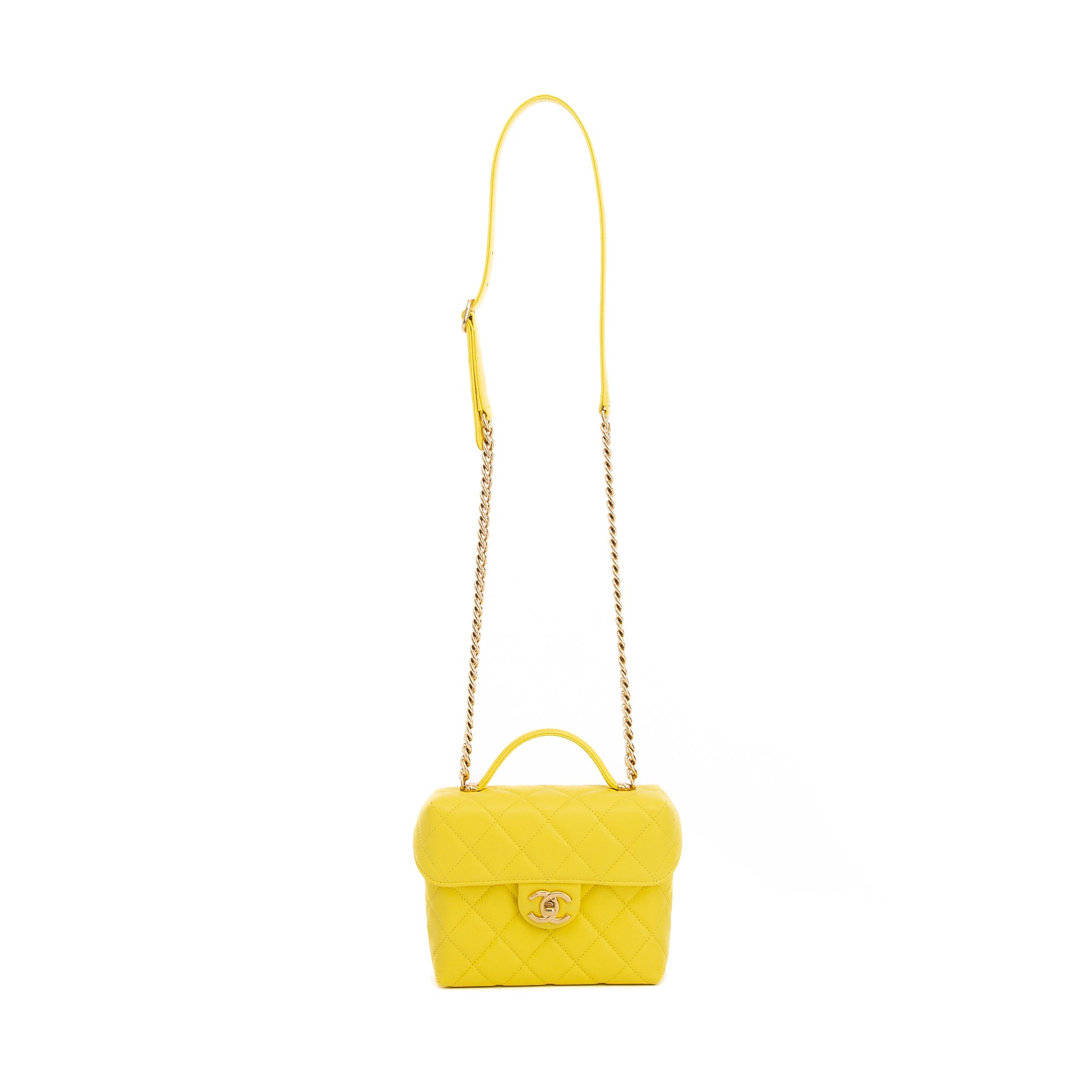 Chanel 2022 Yellow Caviar Leather Small Vanity Case