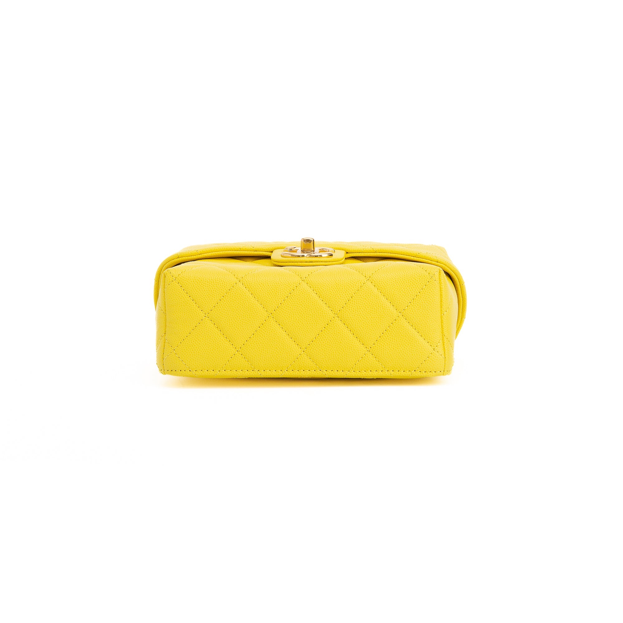 Chanel 2022 Yellow Caviar Leather Small Vanity Case