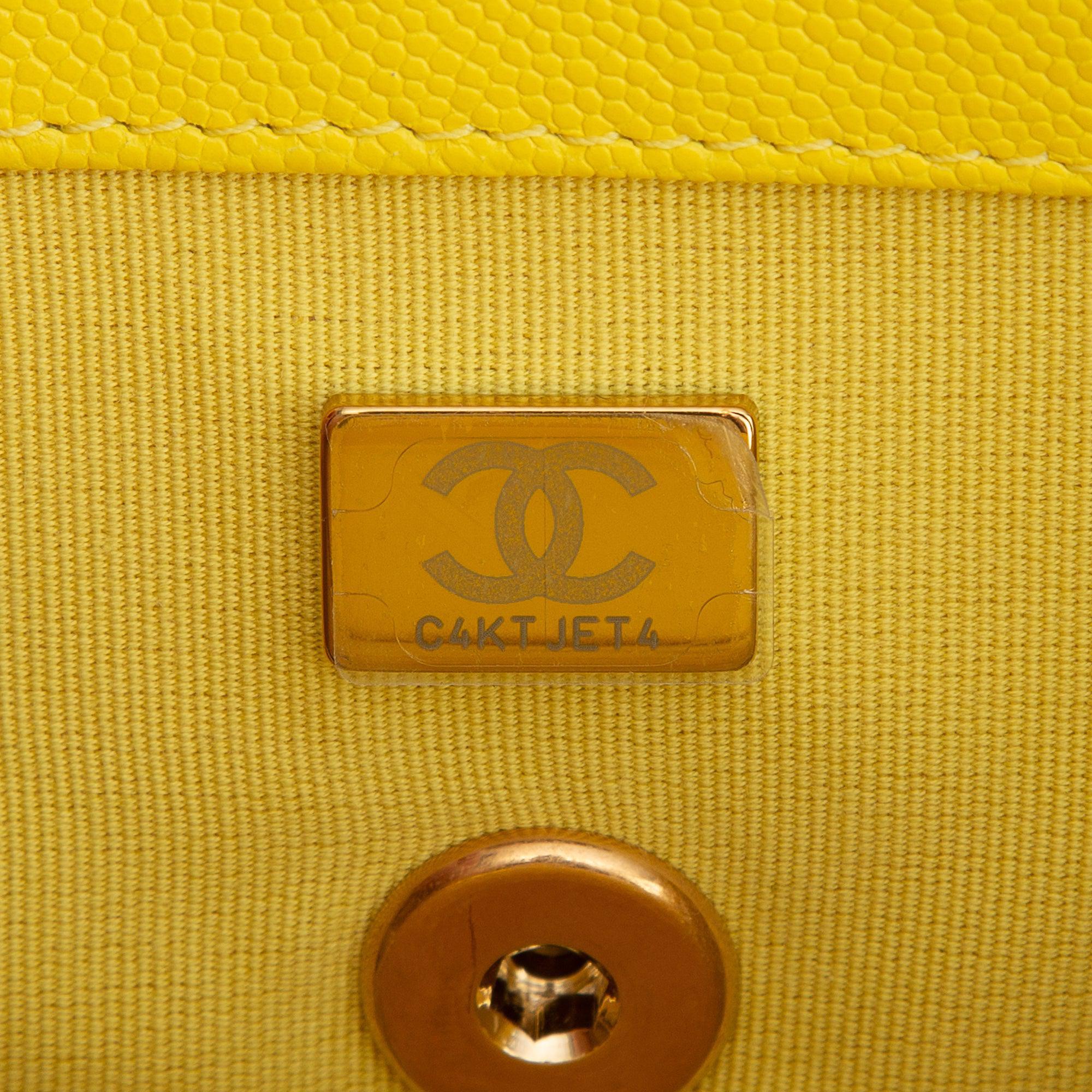 Chanel 2022 Yellow Caviar Leather Small Vanity Case