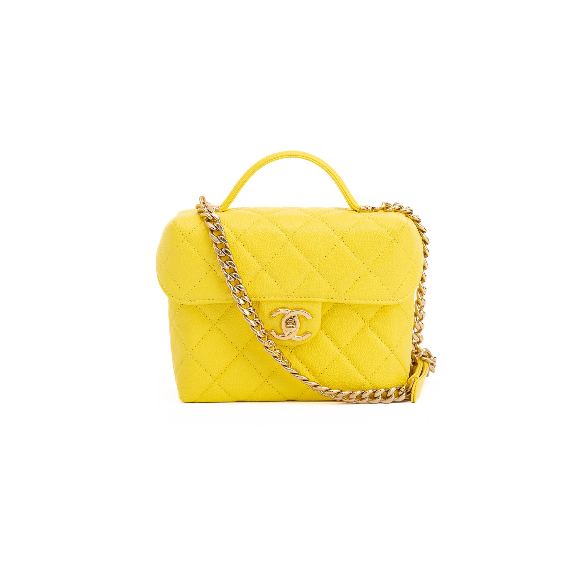Chanel 2022 Yellow Caviar Leather Small Vanity Case