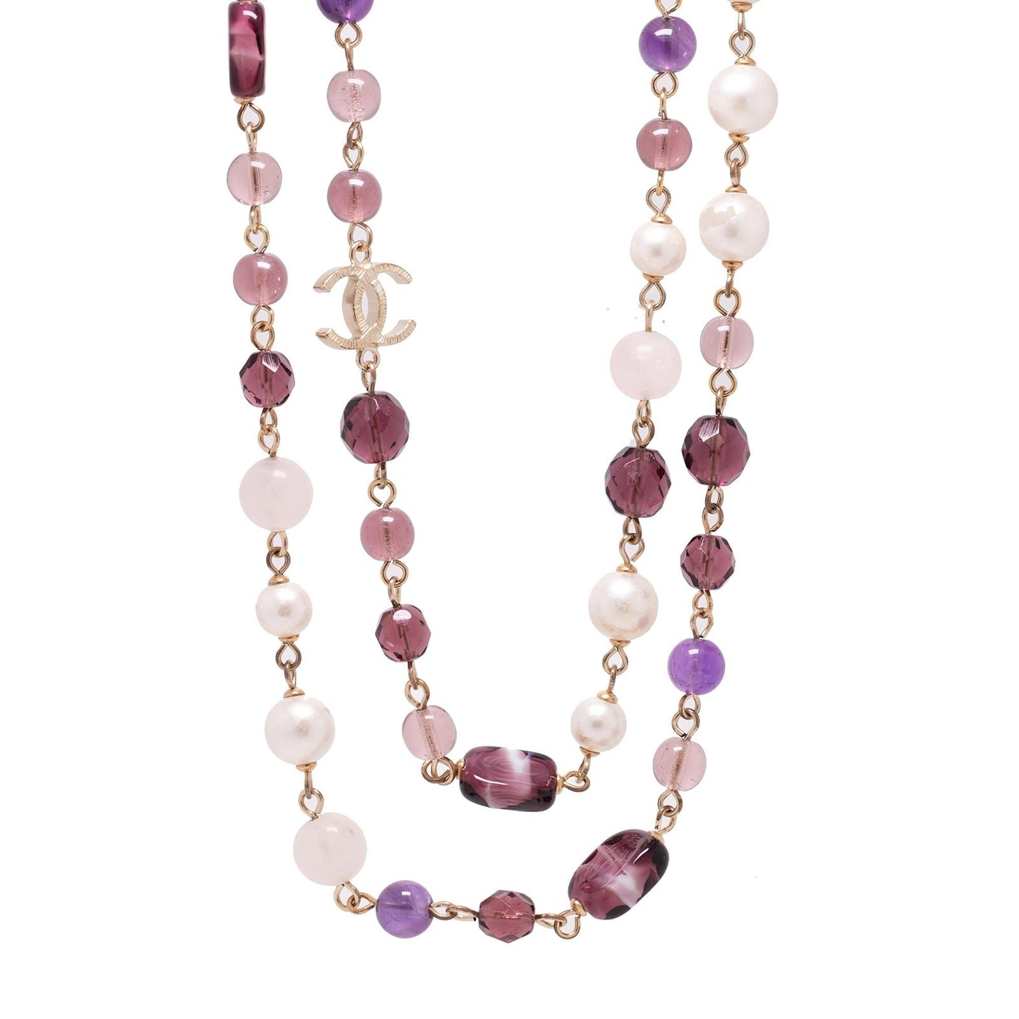 Chanel Bead & Faux Pearl CC Station Necklace