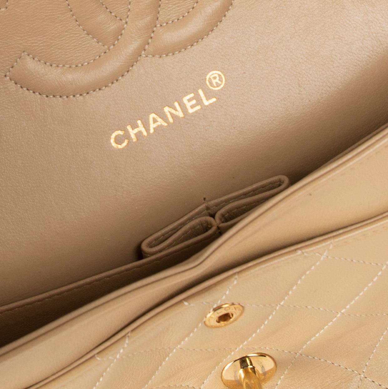 Chanel Beige Lambskin Medium Classic Double Flap Bag