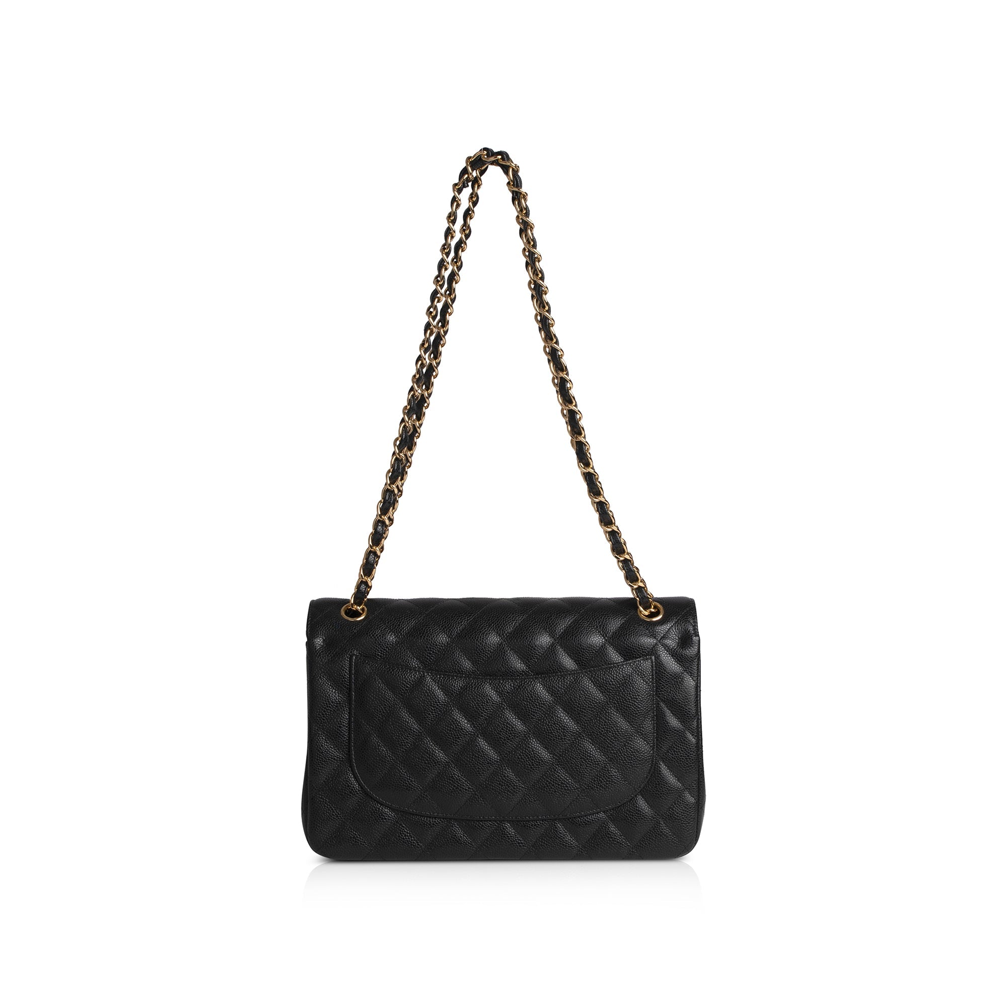 Chanel Black Caviar Classic Jumbo Double Flap Bag w/ Authenticity Card