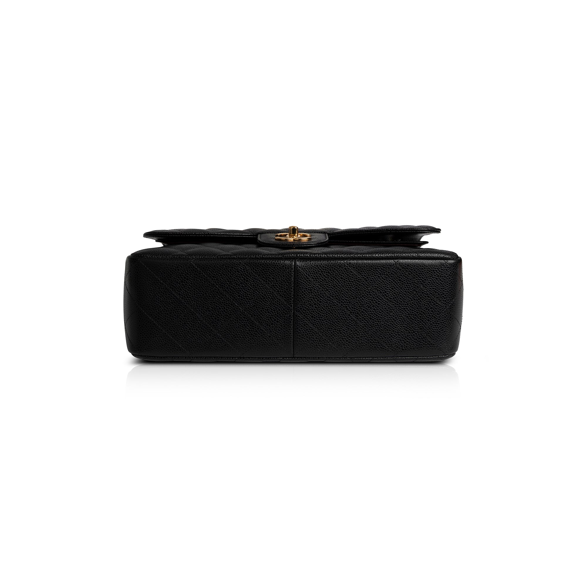 Chanel Black Caviar Classic Jumbo Double Flap Bag w/ Authenticity Card
