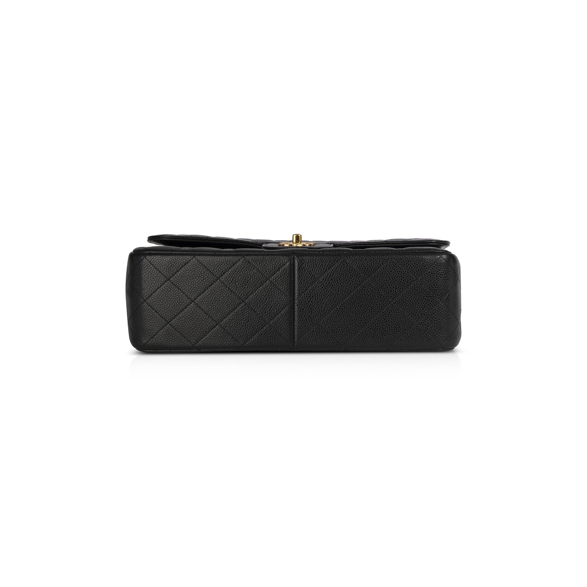 Chanel Black Caviar Classic Jumbo Double Flap Bag w/ Authenticity Card & Box