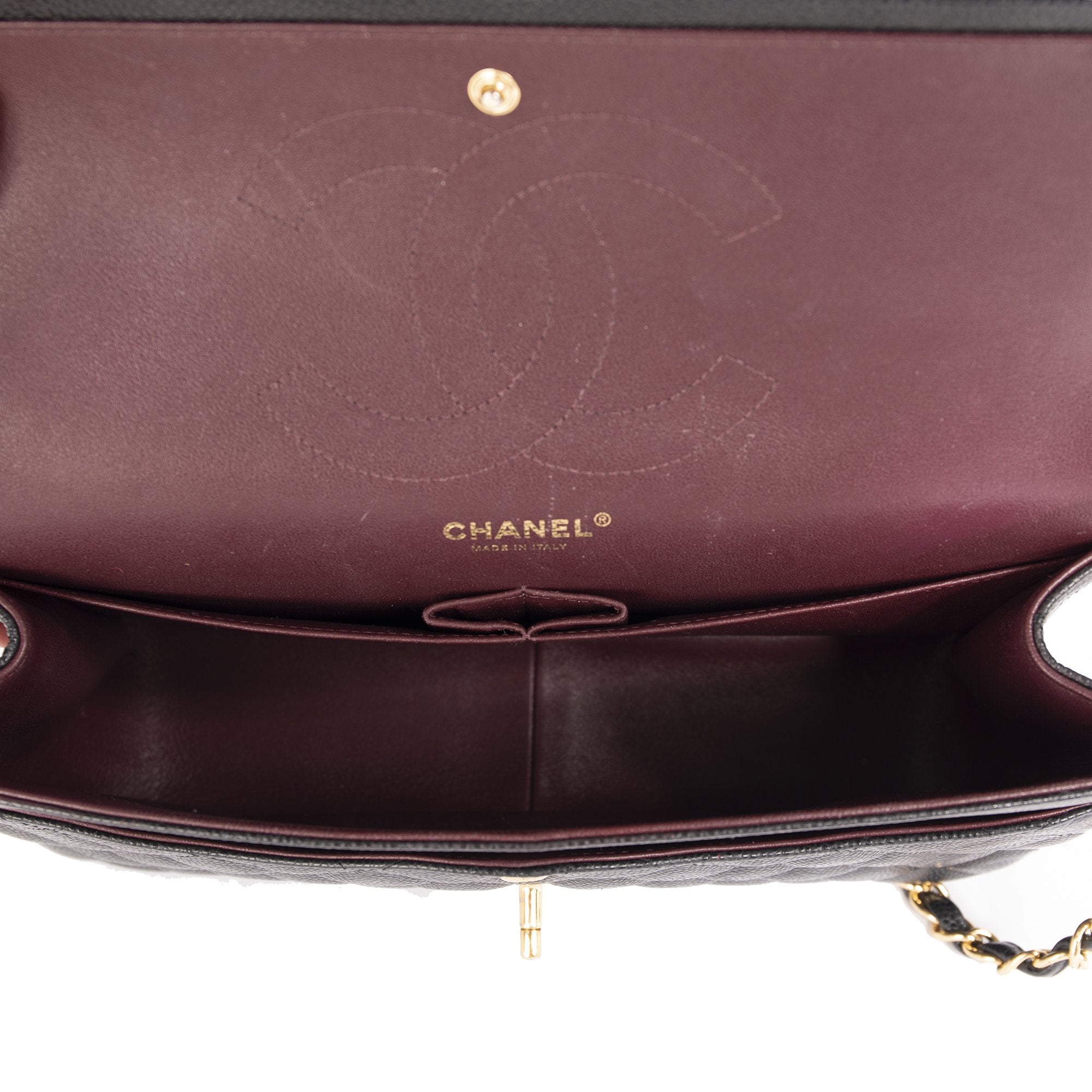 Chanel Black Caviar Classic Jumbo Double Flap Bag w/ Authenticity Card & Box