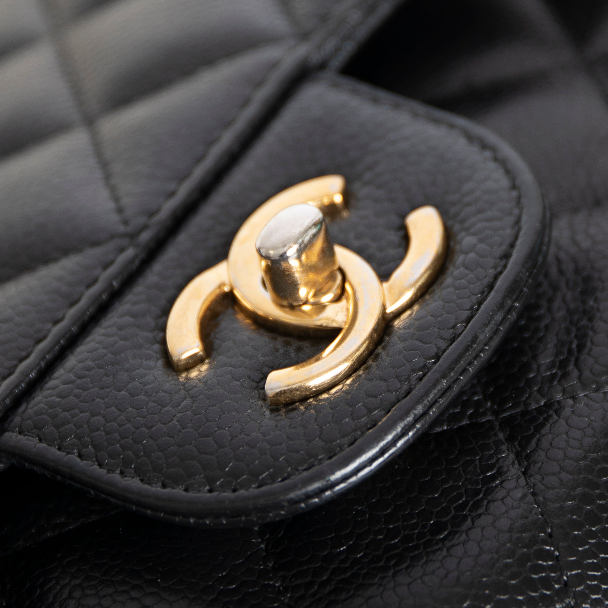 Chanel Black Caviar Classic Jumbo Double Flap Bag w/ Box & Authenticity Card