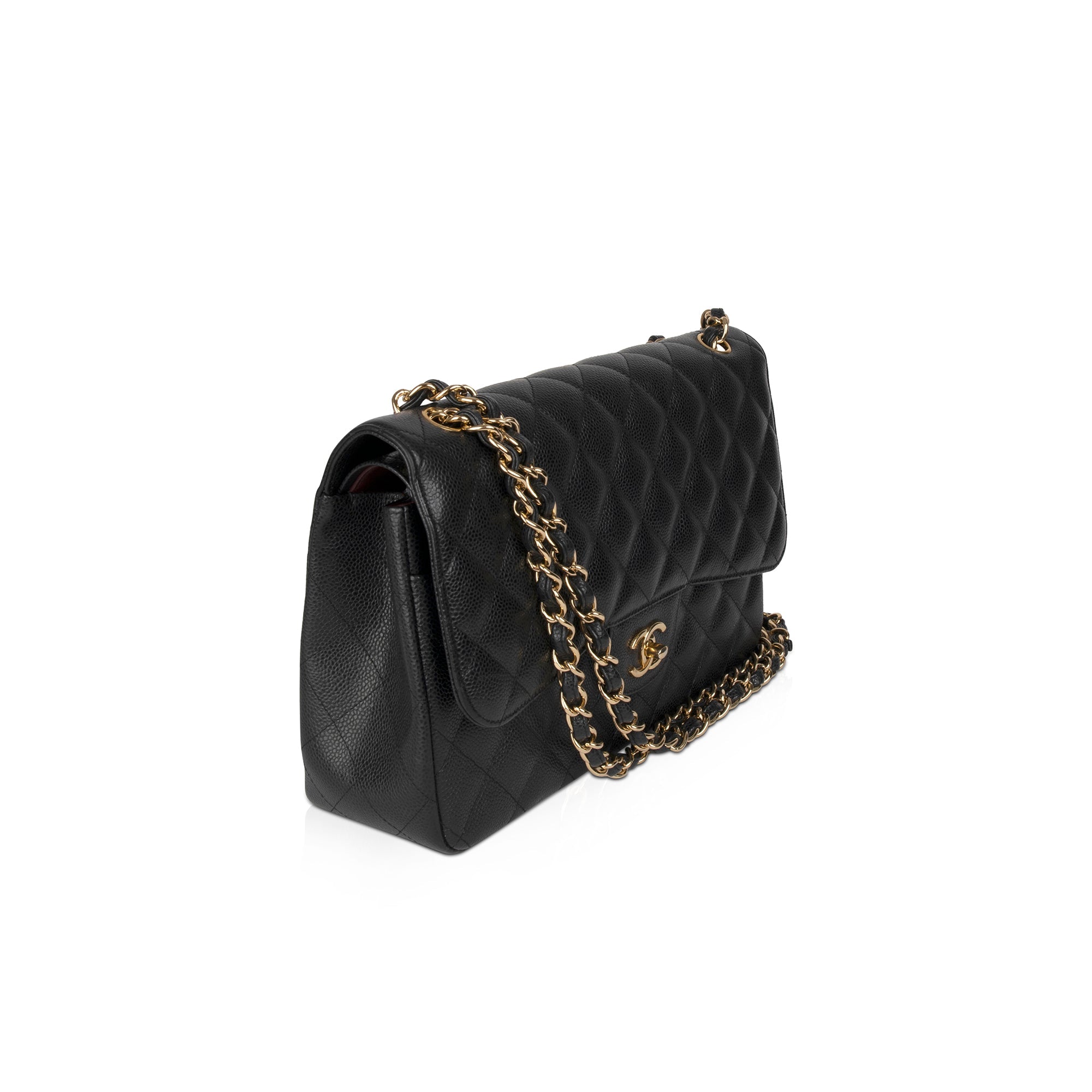 Chanel Black Caviar Classic Jumbo Double Flap Bag w/ Box & Authenticity Card