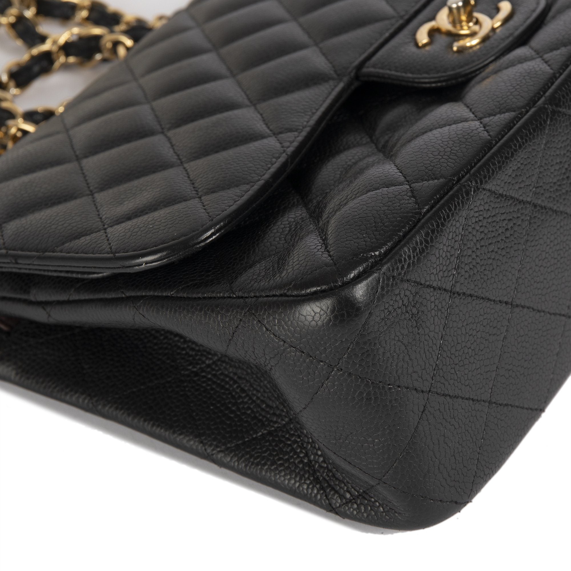 Chanel Black Caviar Classic Jumbo Double Flap Bag w/ Box & Authenticity Card