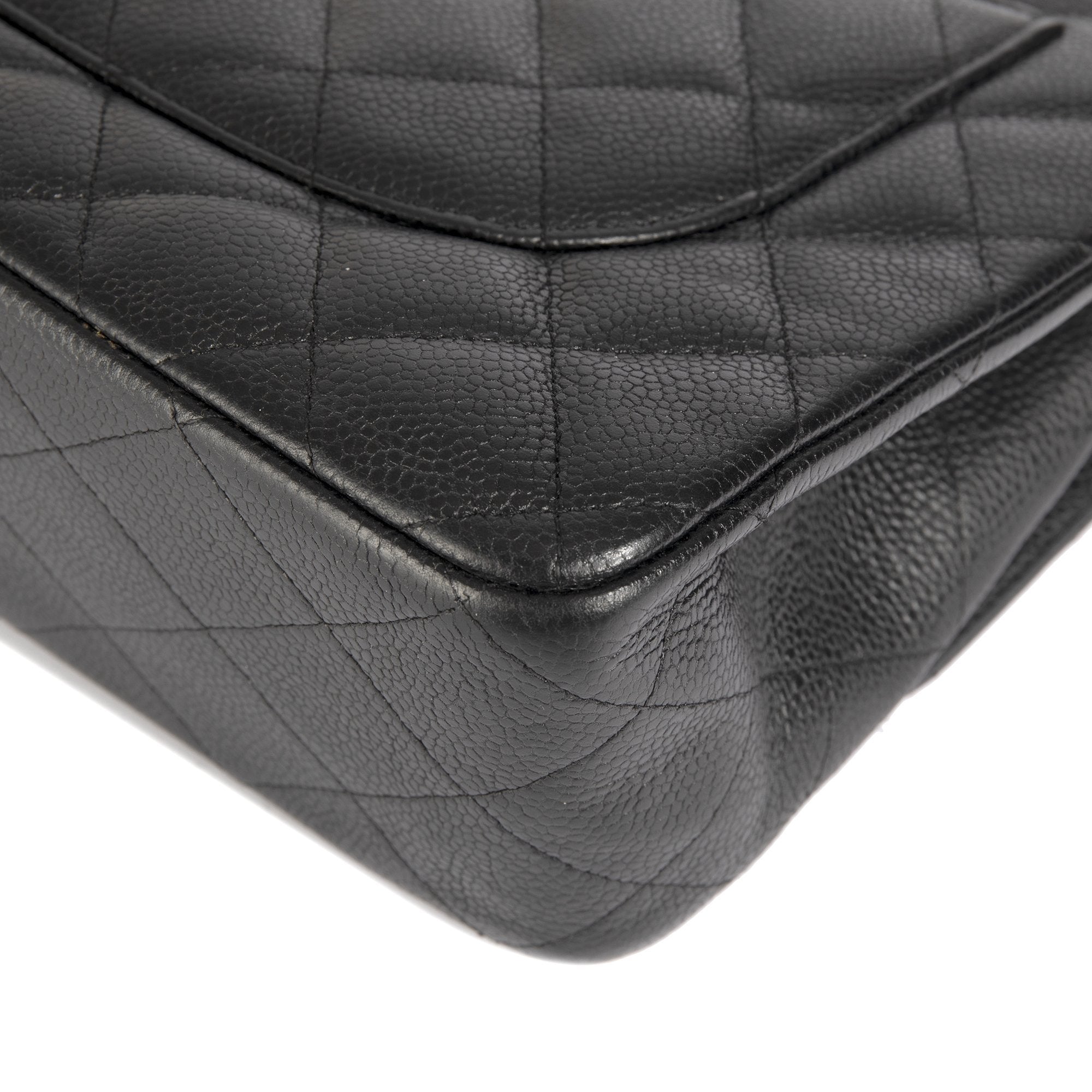 Chanel Black Caviar Classic Jumbo Double Flap Bag w/ Box & Authenticity Card