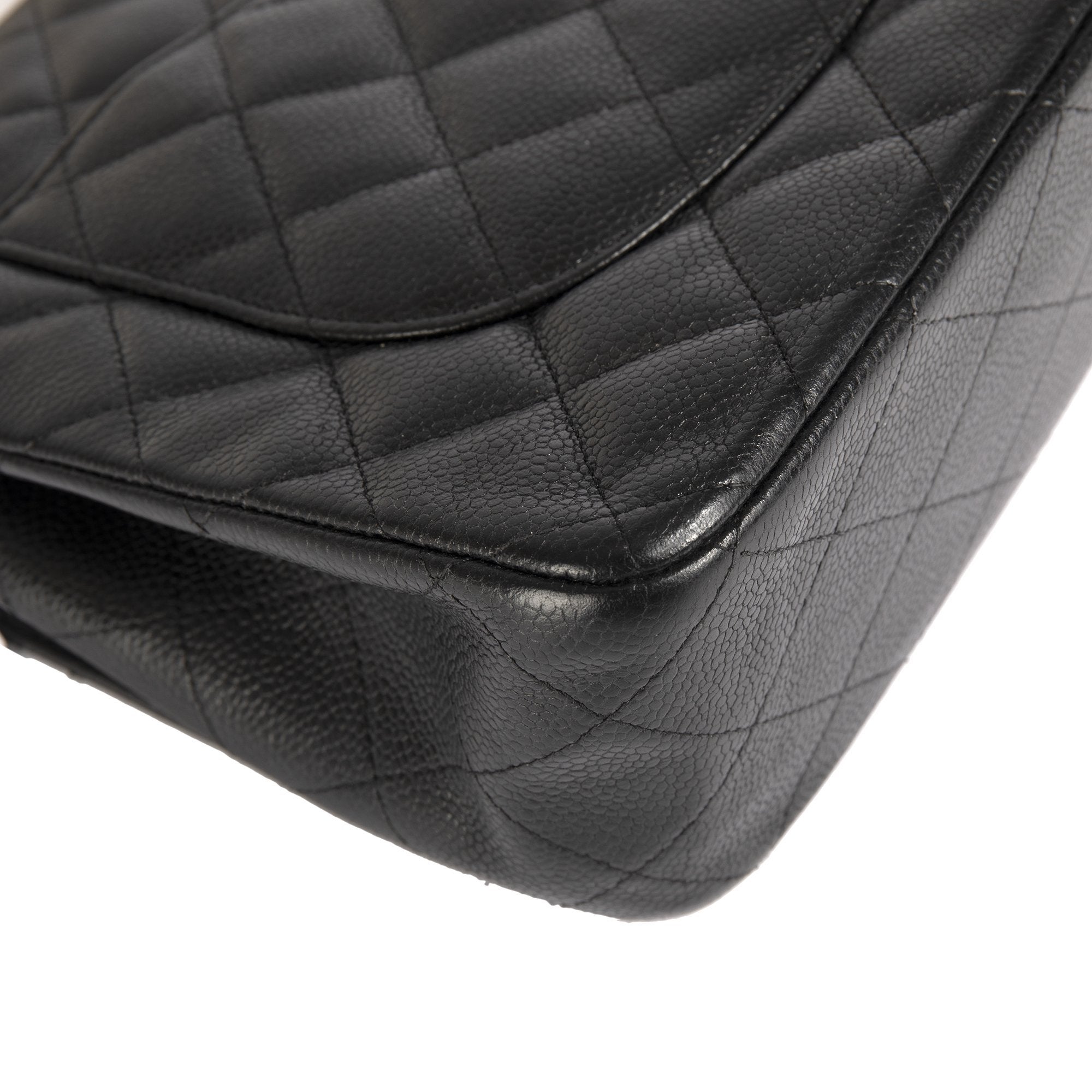 Chanel Black Caviar Classic Jumbo Double Flap Bag w/ Box & Authenticity Card