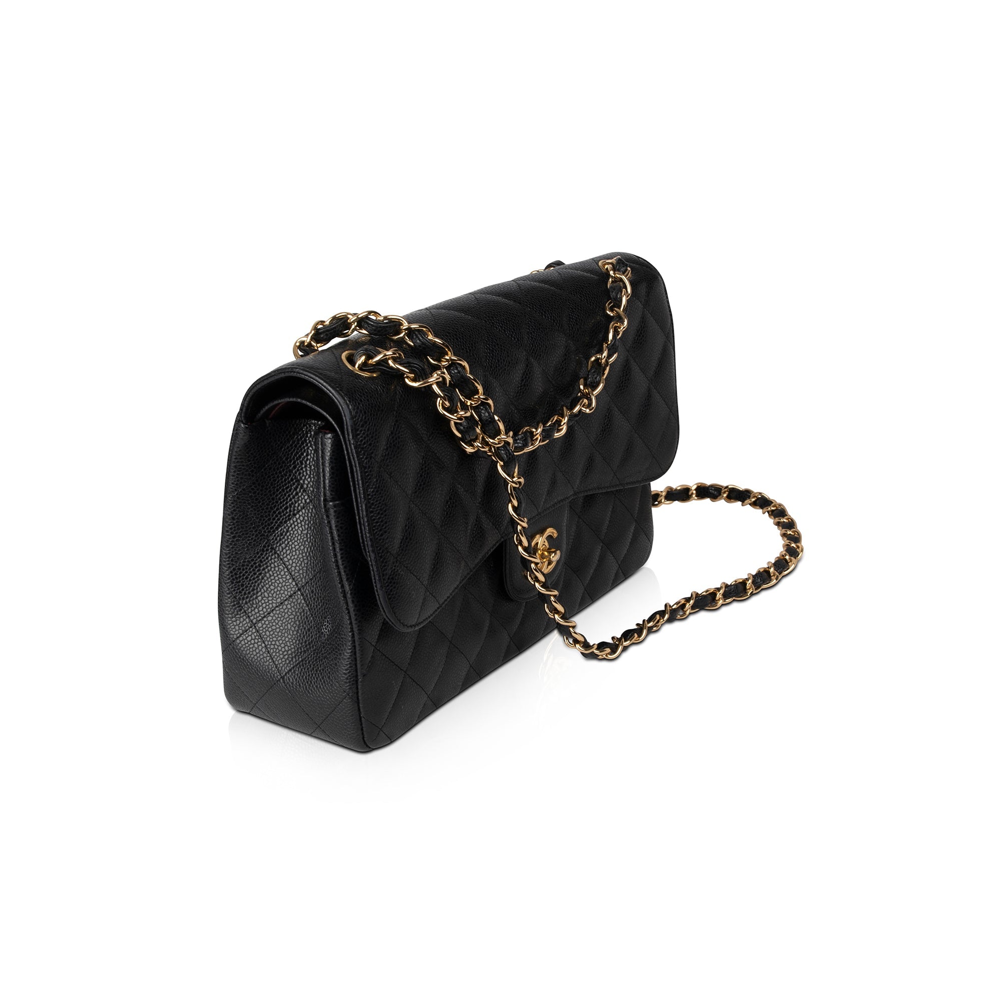 Chanel Black Caviar Classic Jumbo Double Flap Bag w/ Box, Receipt & Authenticity Card