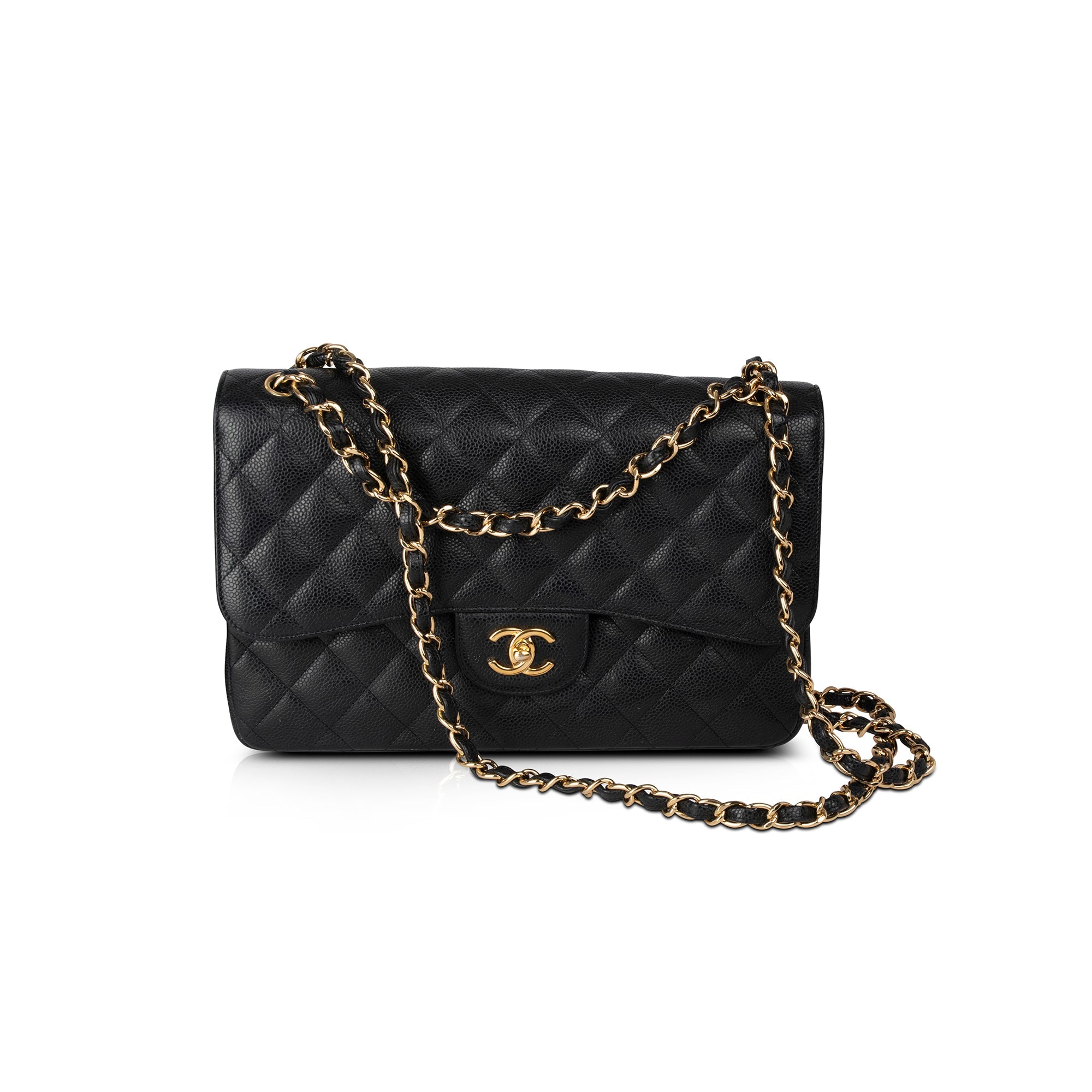 Chanel Black Caviar Classic Jumbo Double Flap Bag w/ Box, Receipt & Authenticity Card